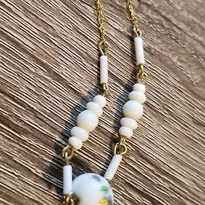 Vintage White Milk Glass Necklace