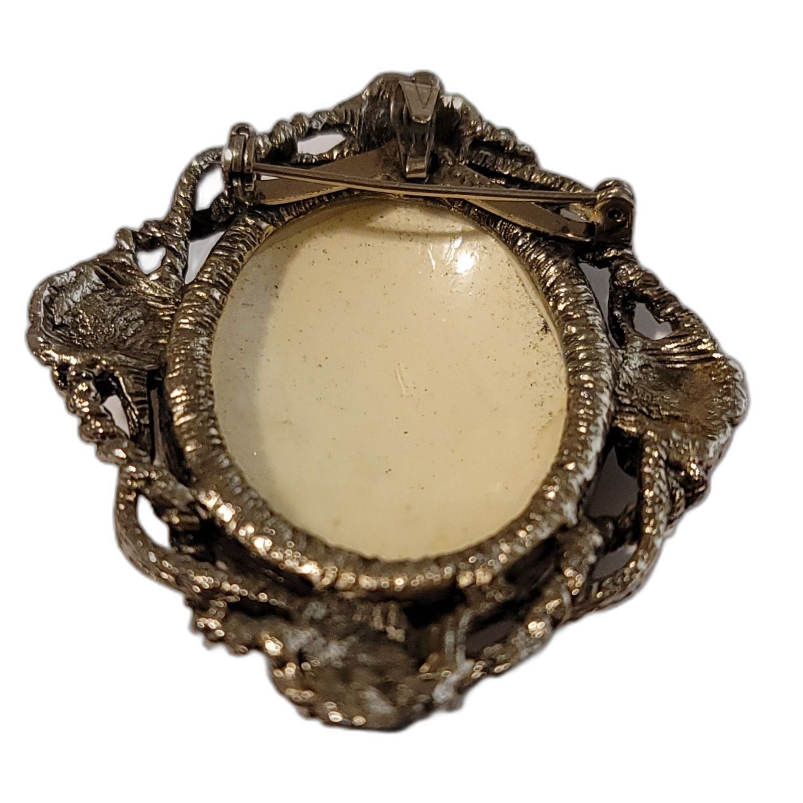 Vintage Cameo Sugar Coated Eggshell Brooch Pendant