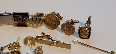 Lot of 22 Un-Paired Cufflinks, Tie Clips, Tie Tac & Stick Pins