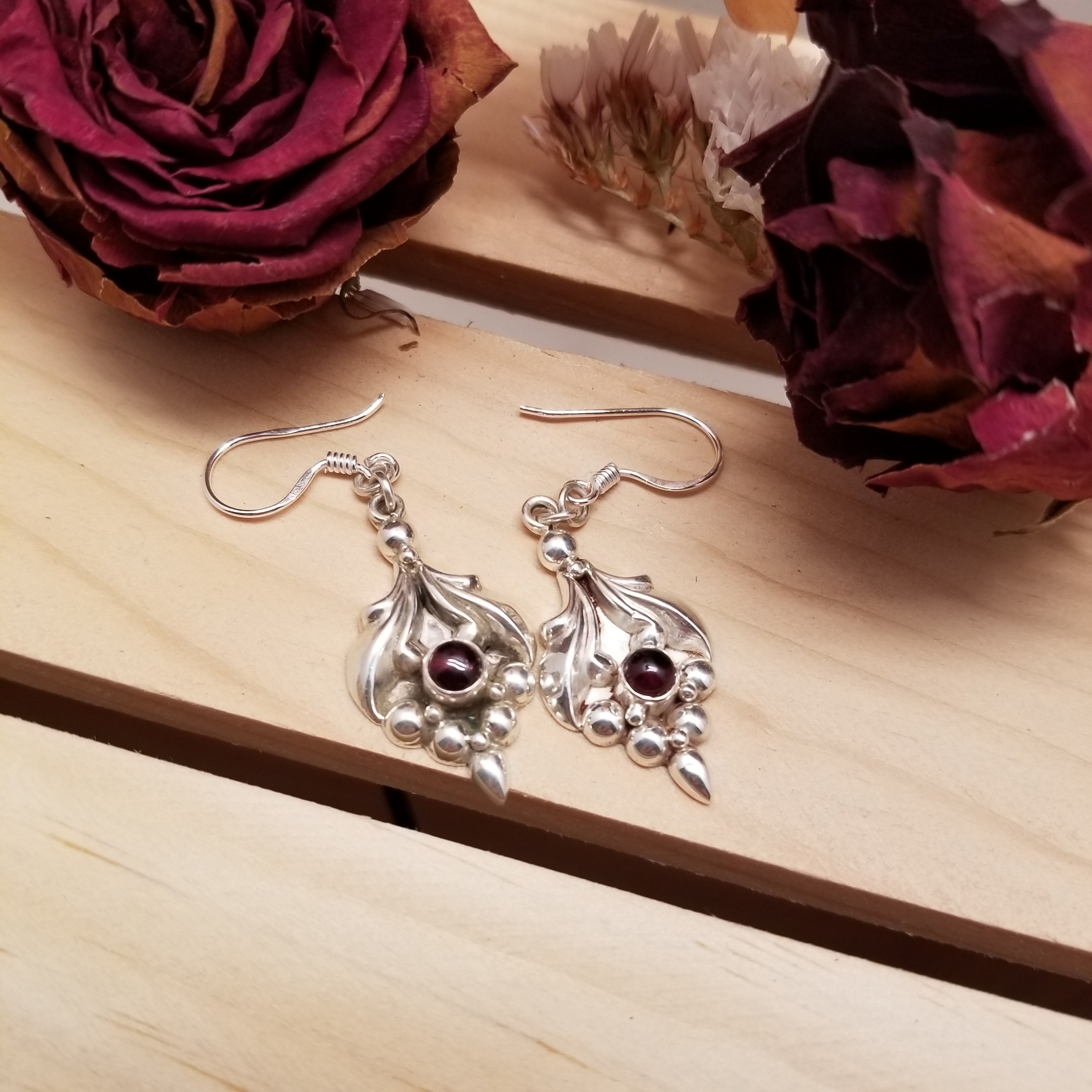 925 Sterling Silver Garnet Earrings