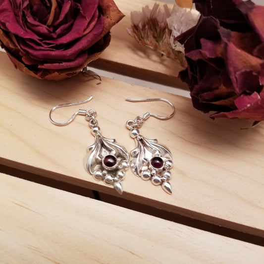925 Sterling Silver Garnet Earrings