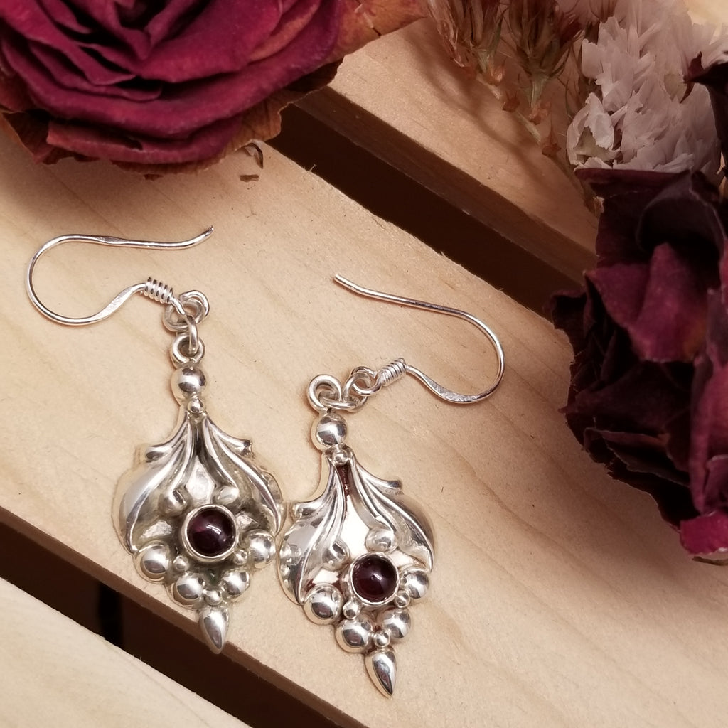 925 Sterling Silver Garnet Earrings
