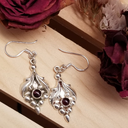 925 Sterling Silver Garnet Earrings