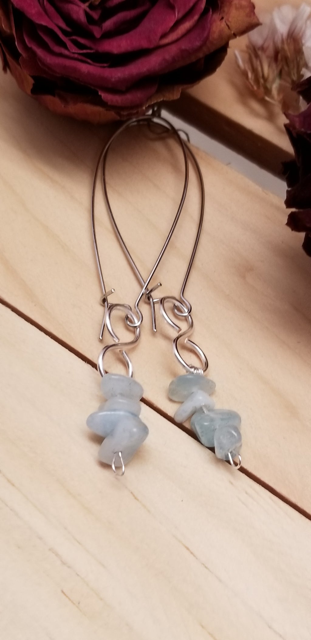 Handmade Aqua Chip Earrings