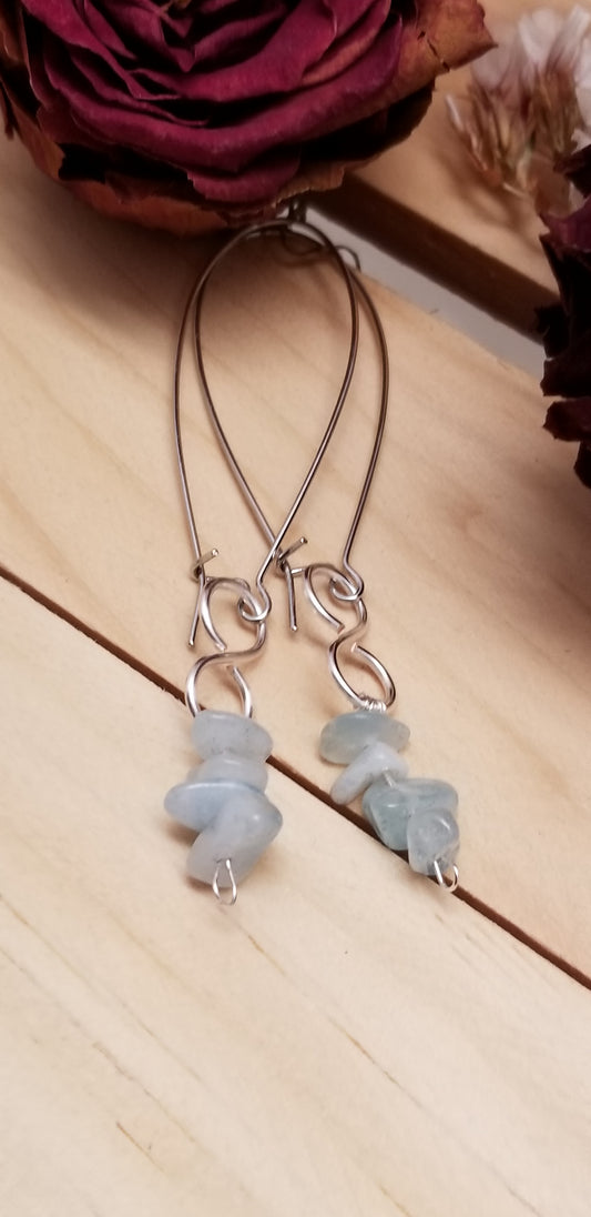 Handmade Aqua Chip Earrings