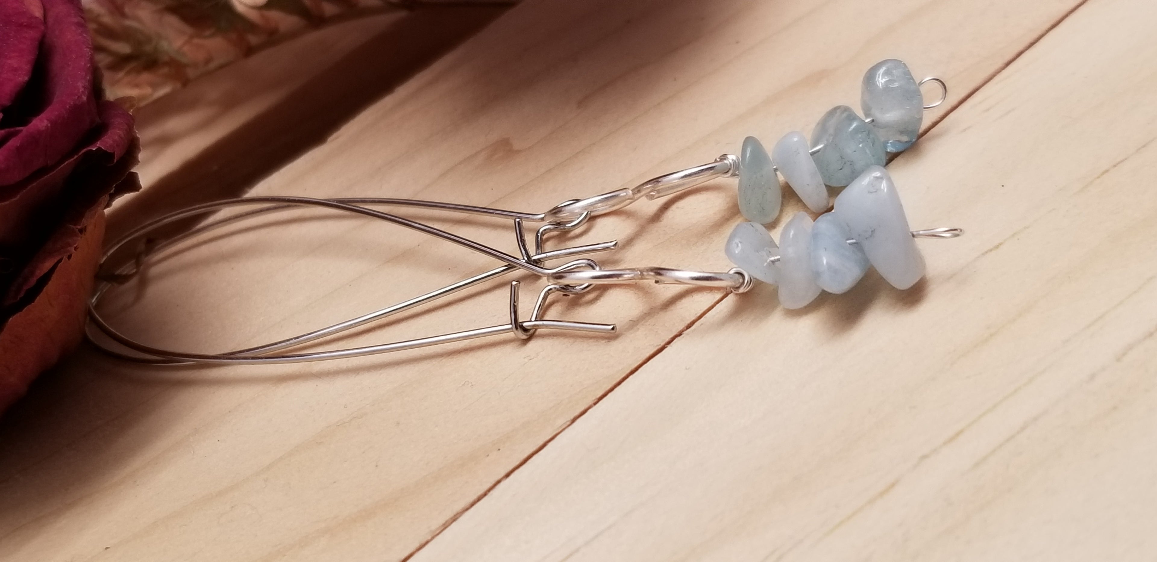Handmade Aqua Chip Earrings