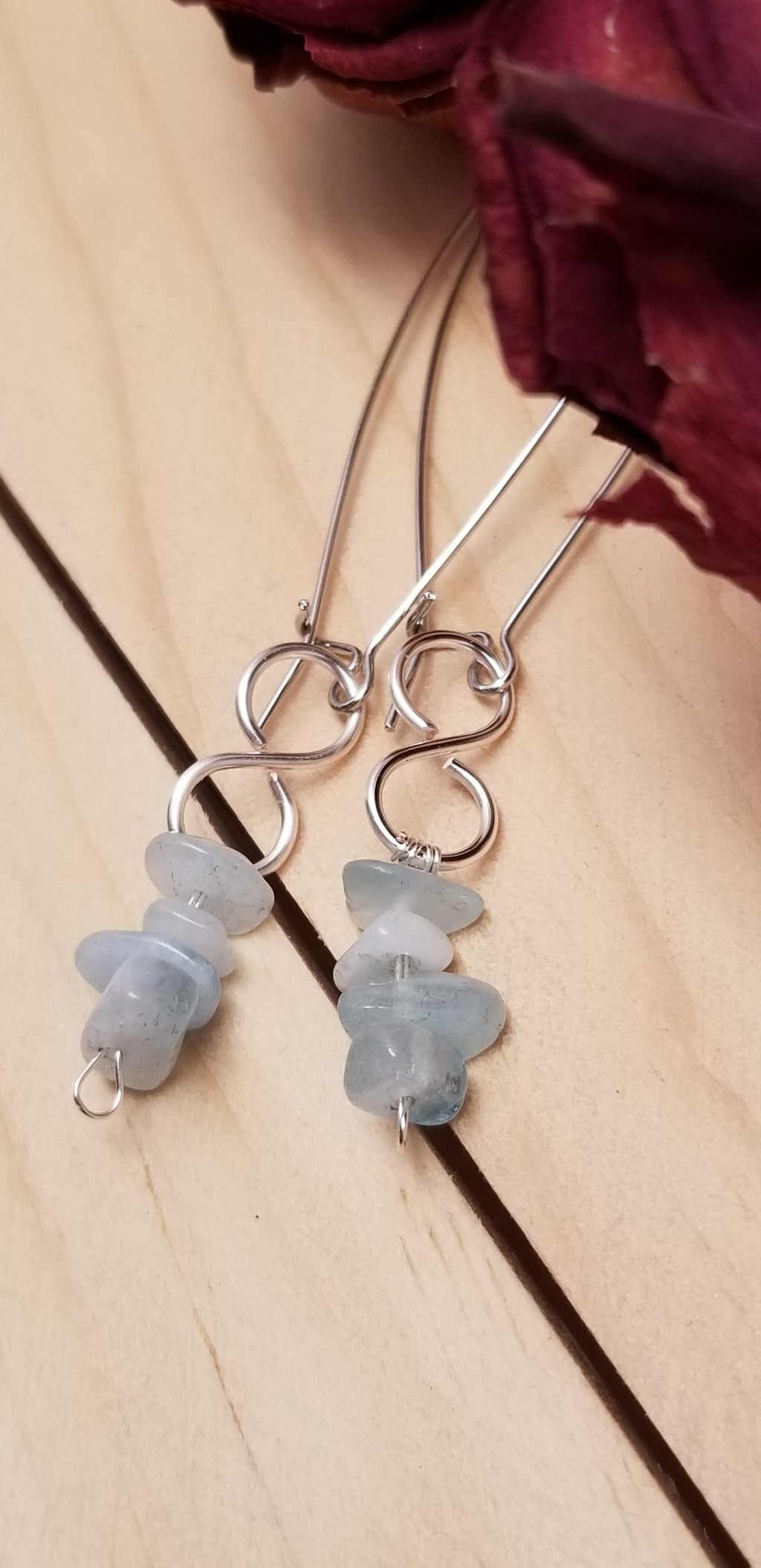 Handmade Aqua Chip Earrings