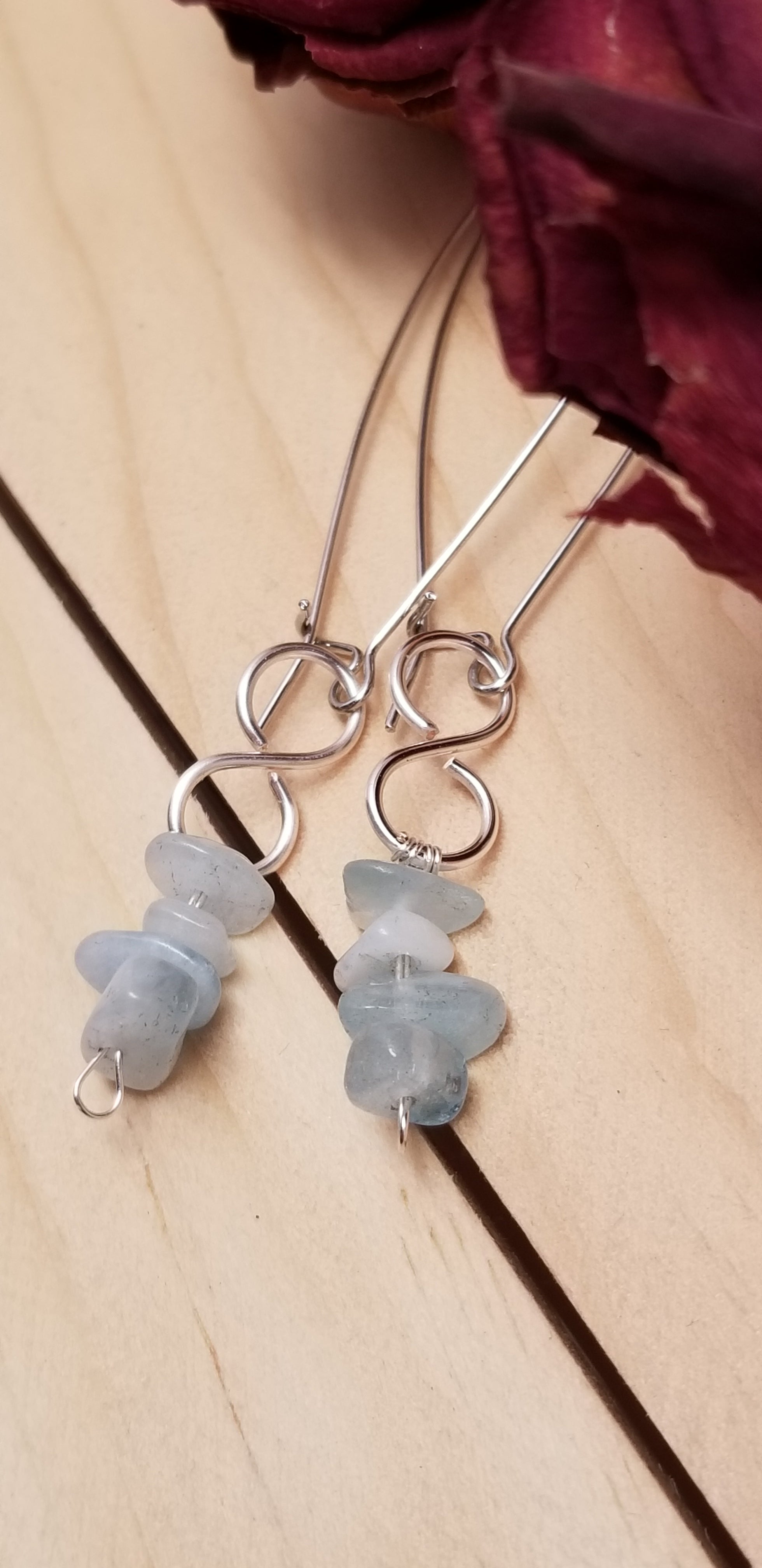 Handmade Aqua Chip Earrings