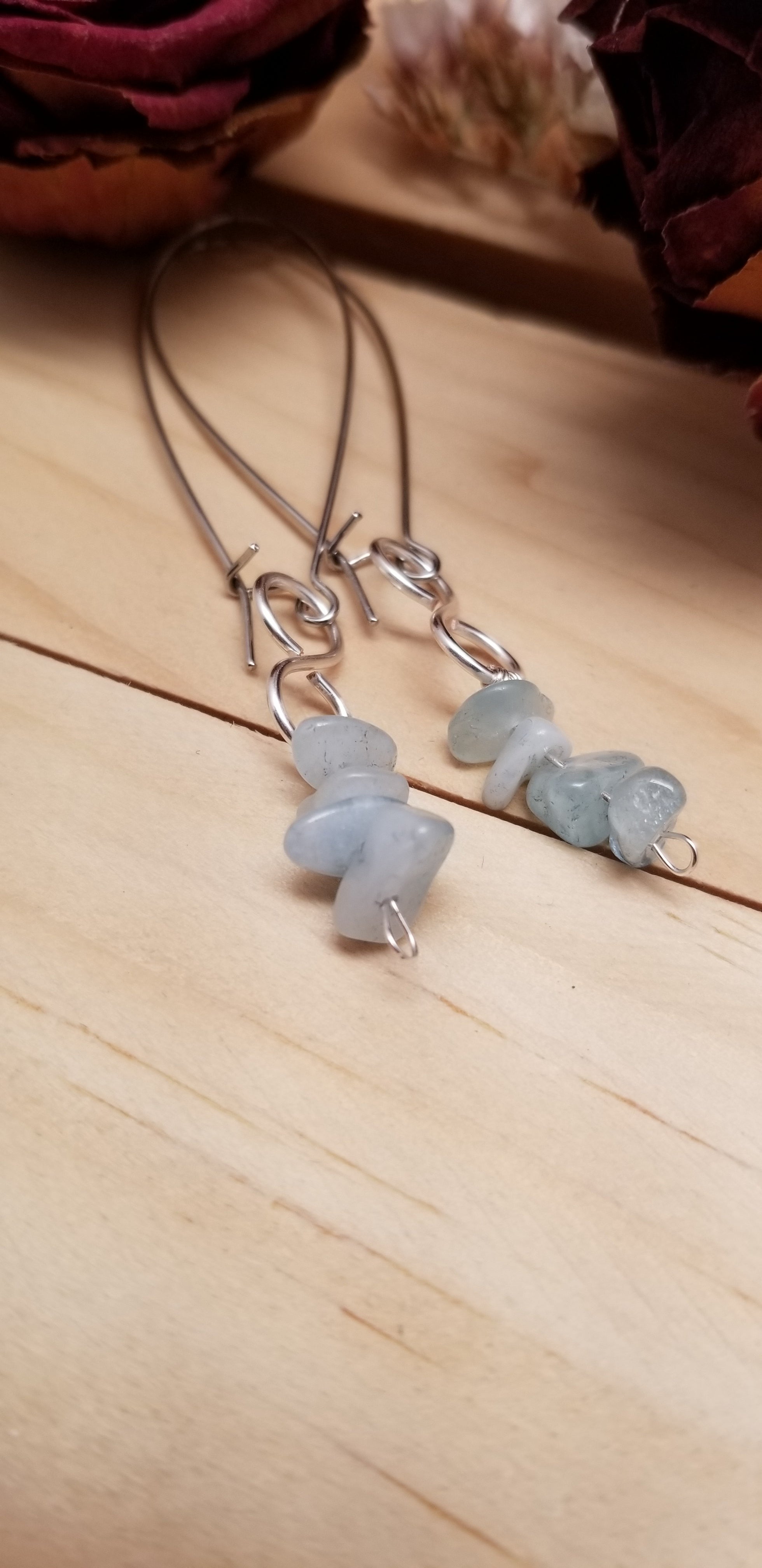 Handmade Aqua Chip Earrings