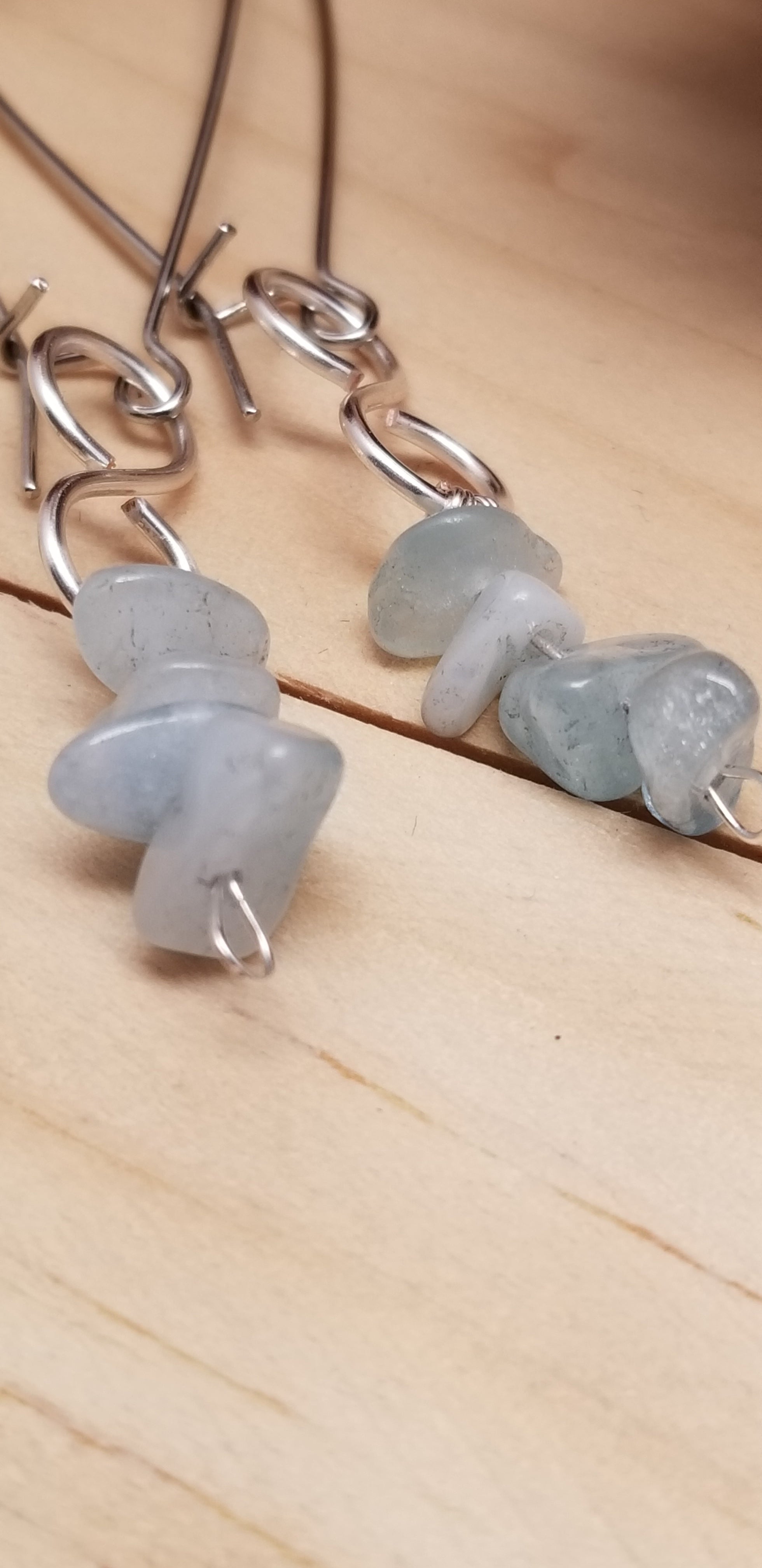 Handmade Aqua Chip Earrings