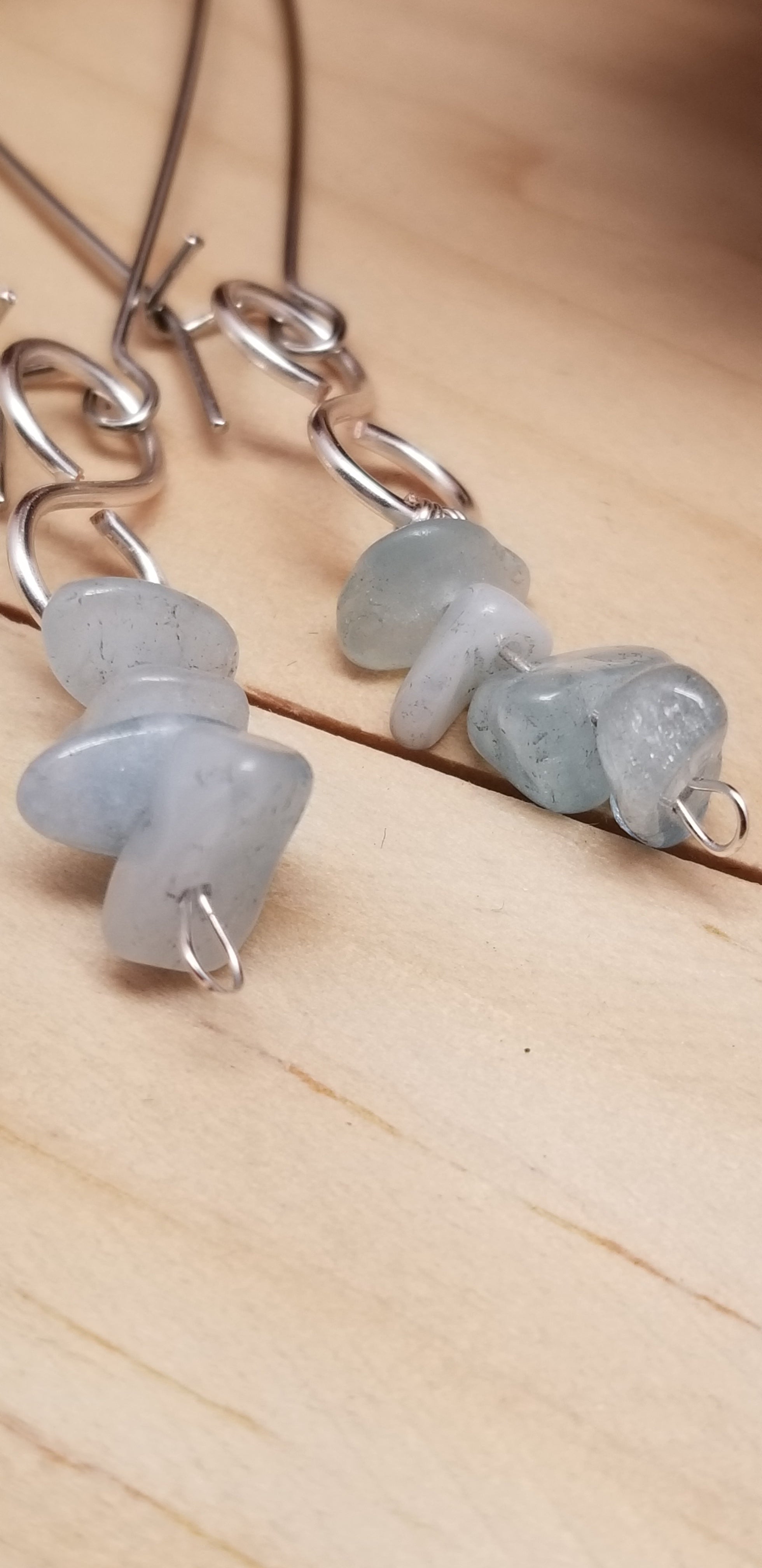 Handmade Aqua Chip Earrings