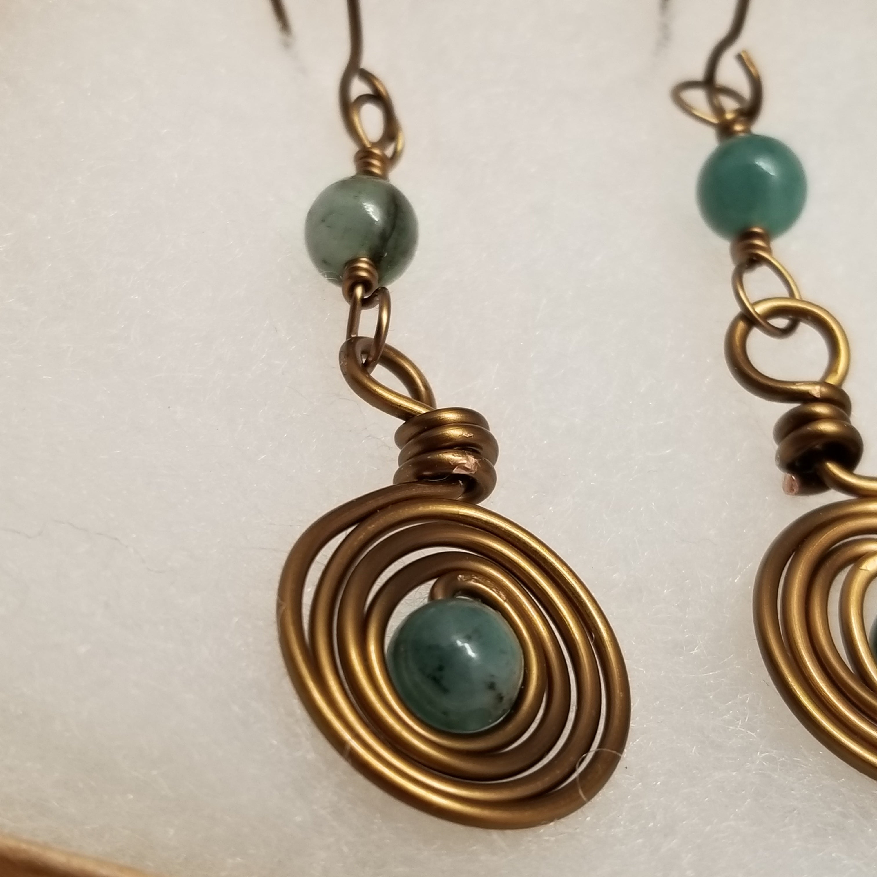 Handmade Emerald Copper Earrings