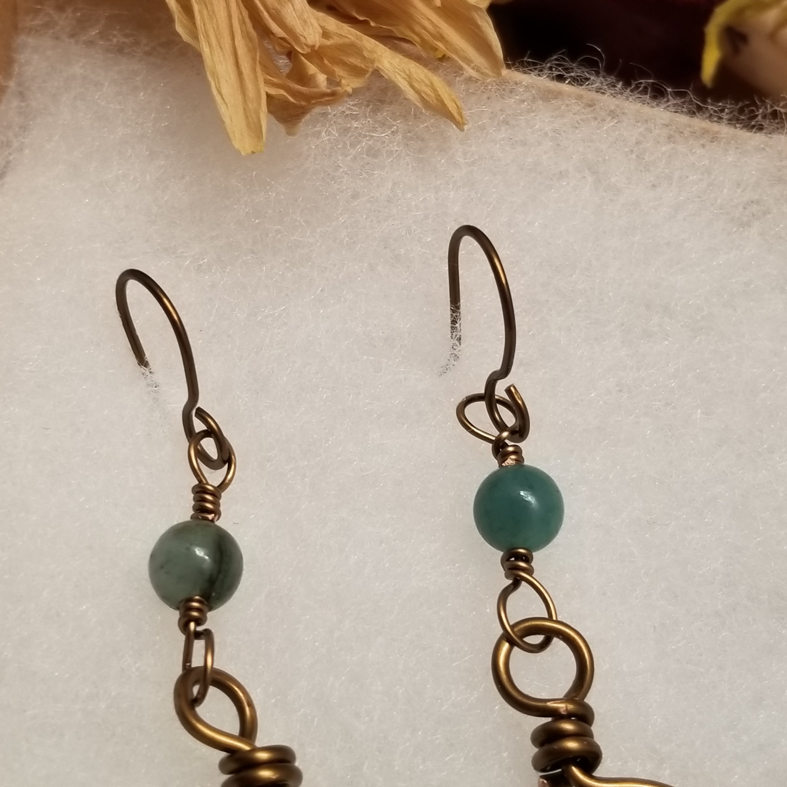 Handmade Emerald Copper Earrings