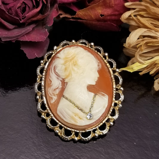 Vintage Cameo Pendant Brooch
