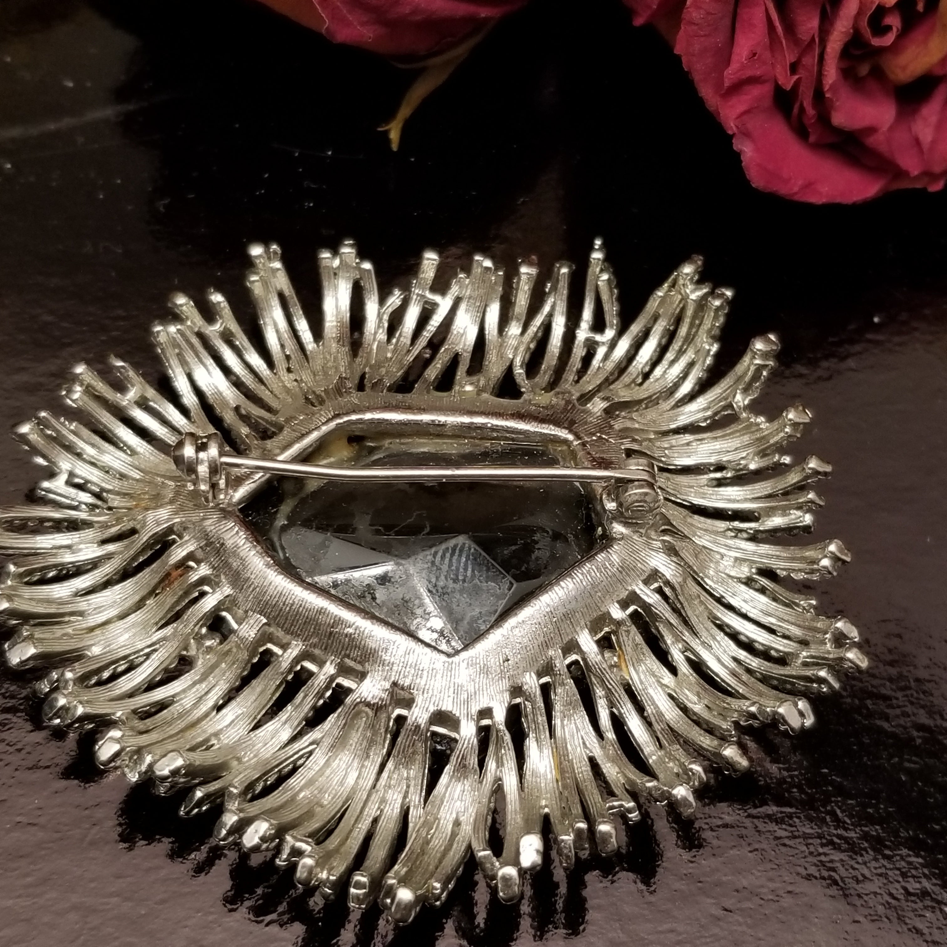 Silver Tone Smokey Brooch