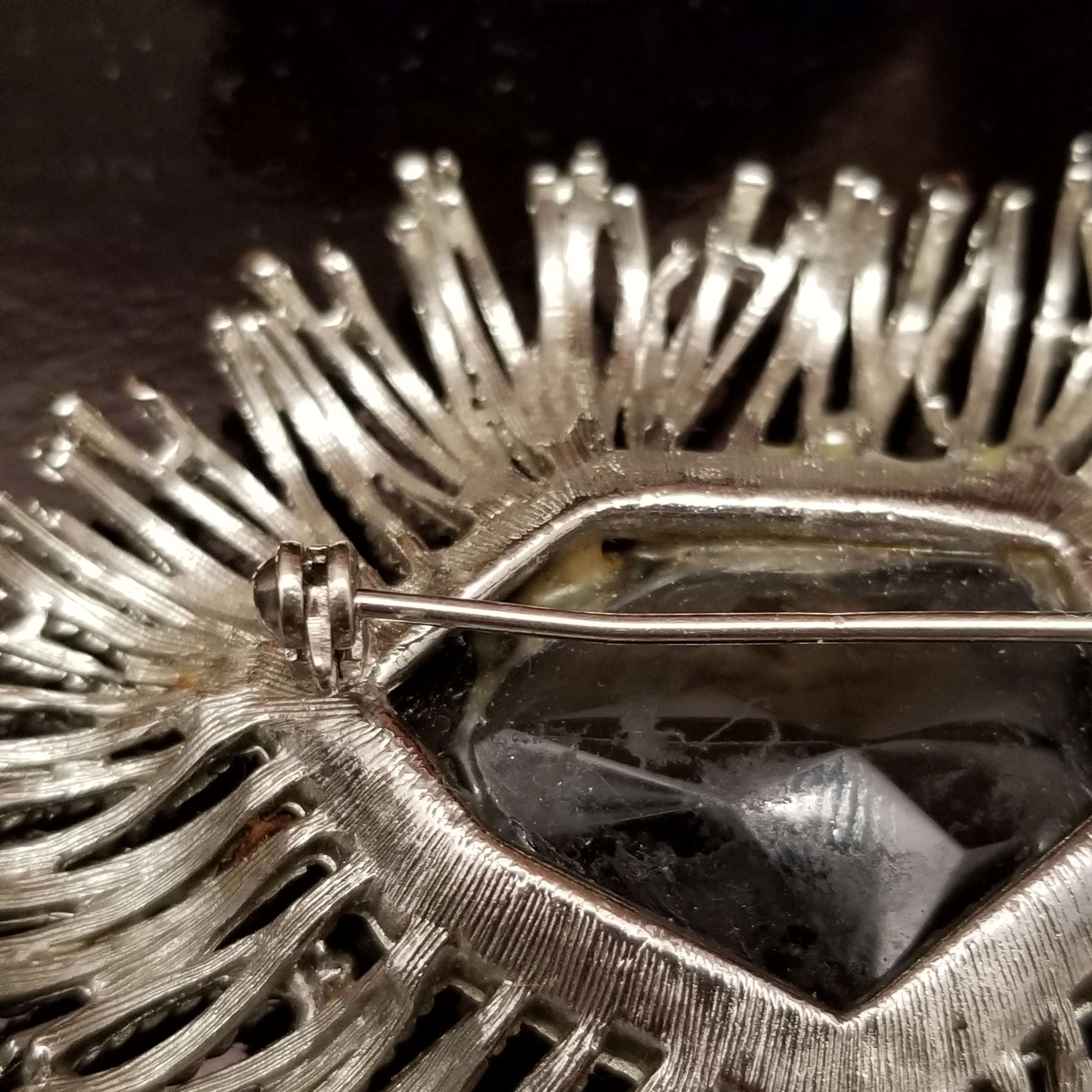 Silver Tone Smokey Brooch