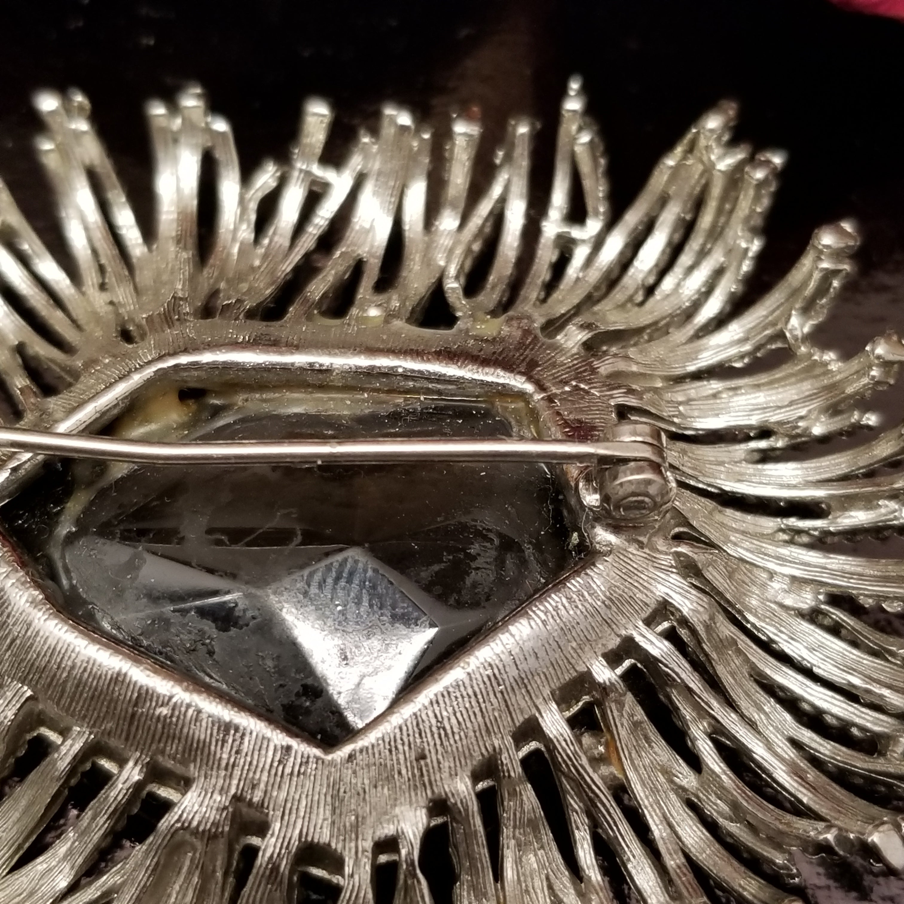 Silver Tone Smokey Brooch