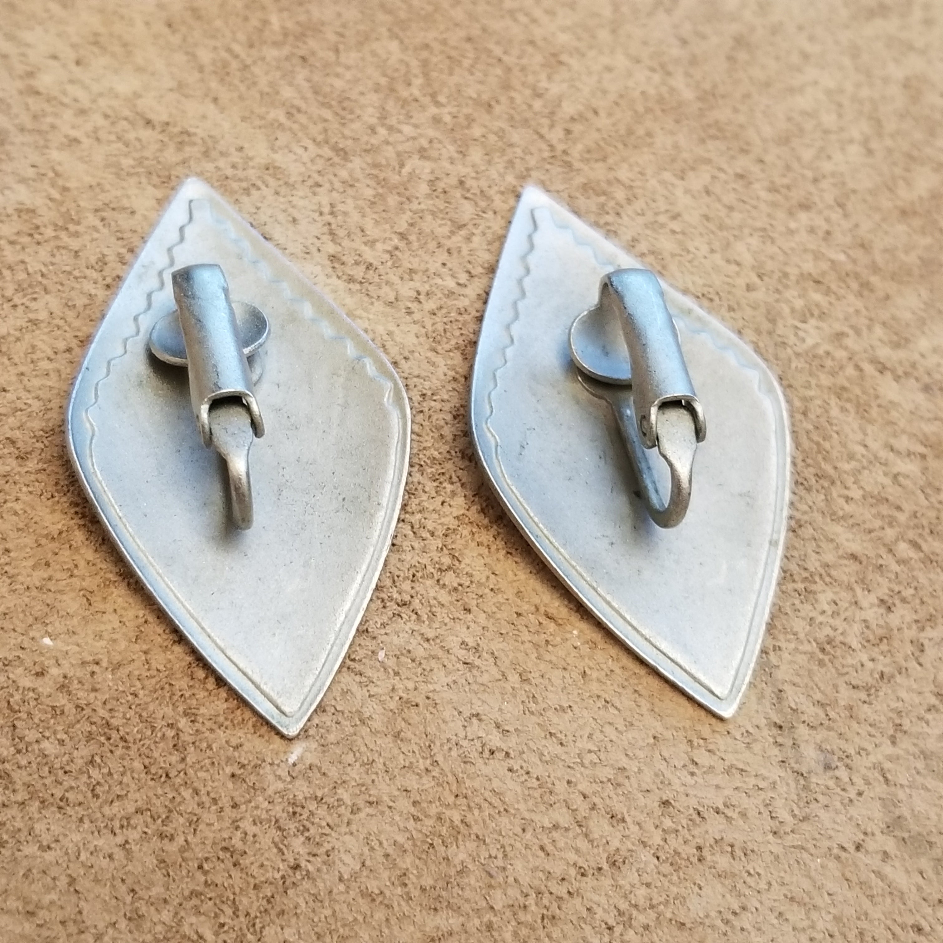 Vintage Silver Tone Kite Clip-On Earrings