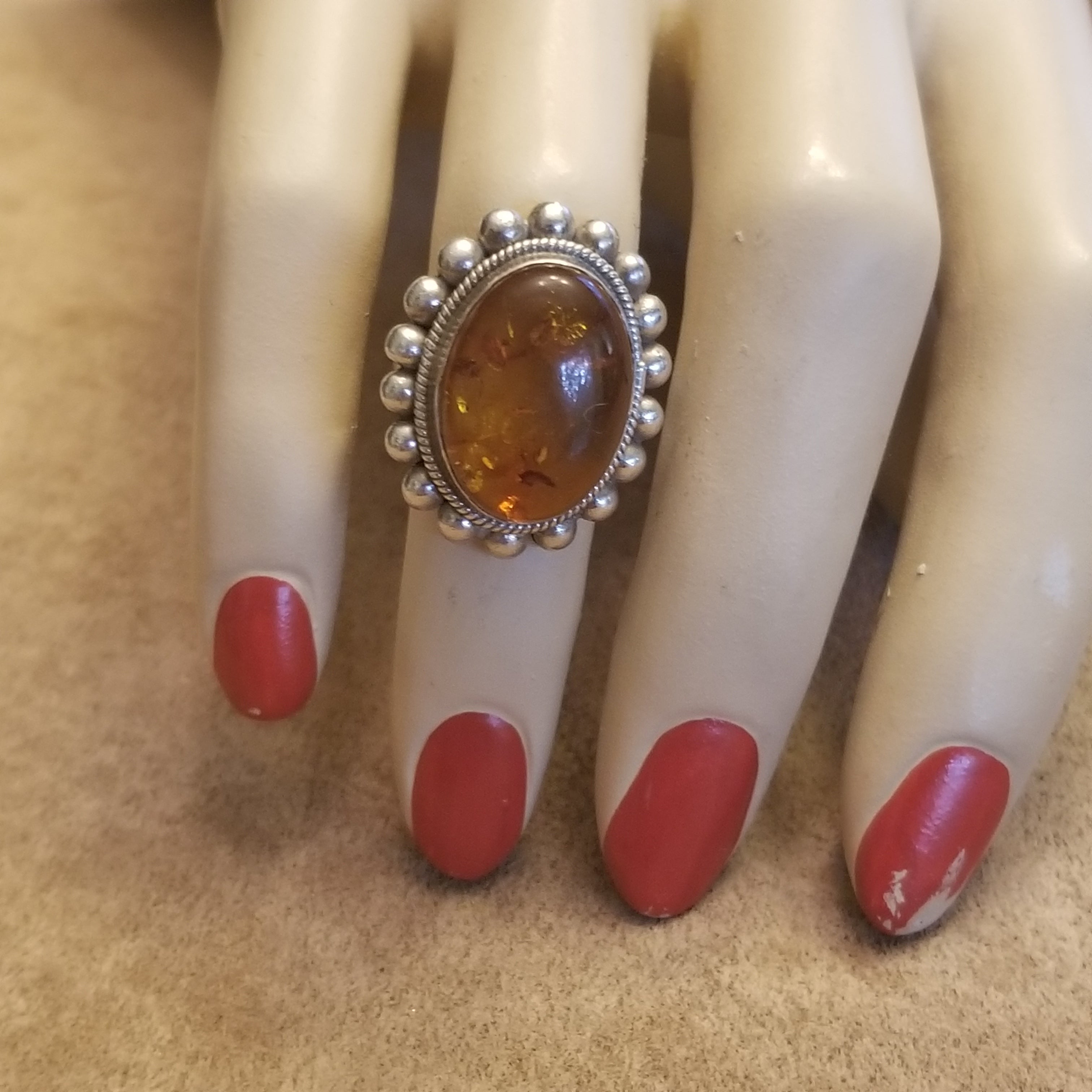 Vintage 925 Amber Ring