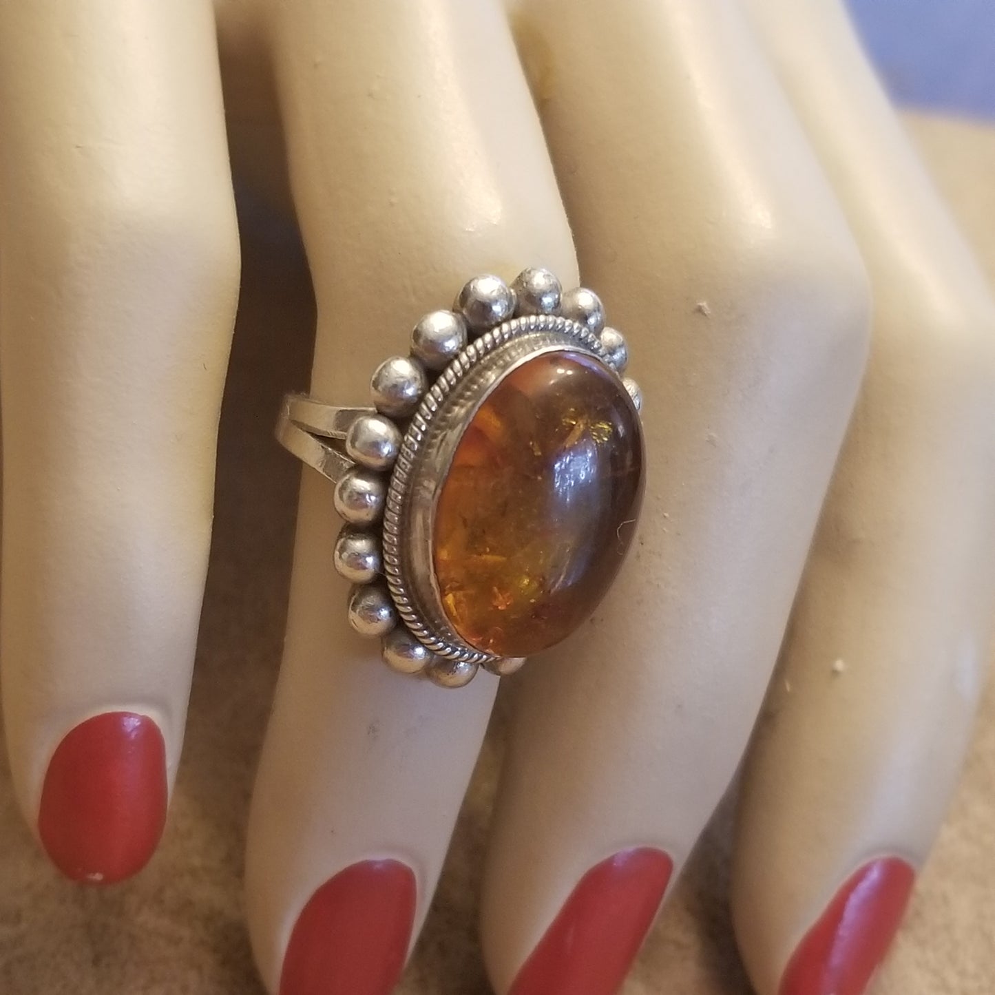 Vintage 925 Amber Ring