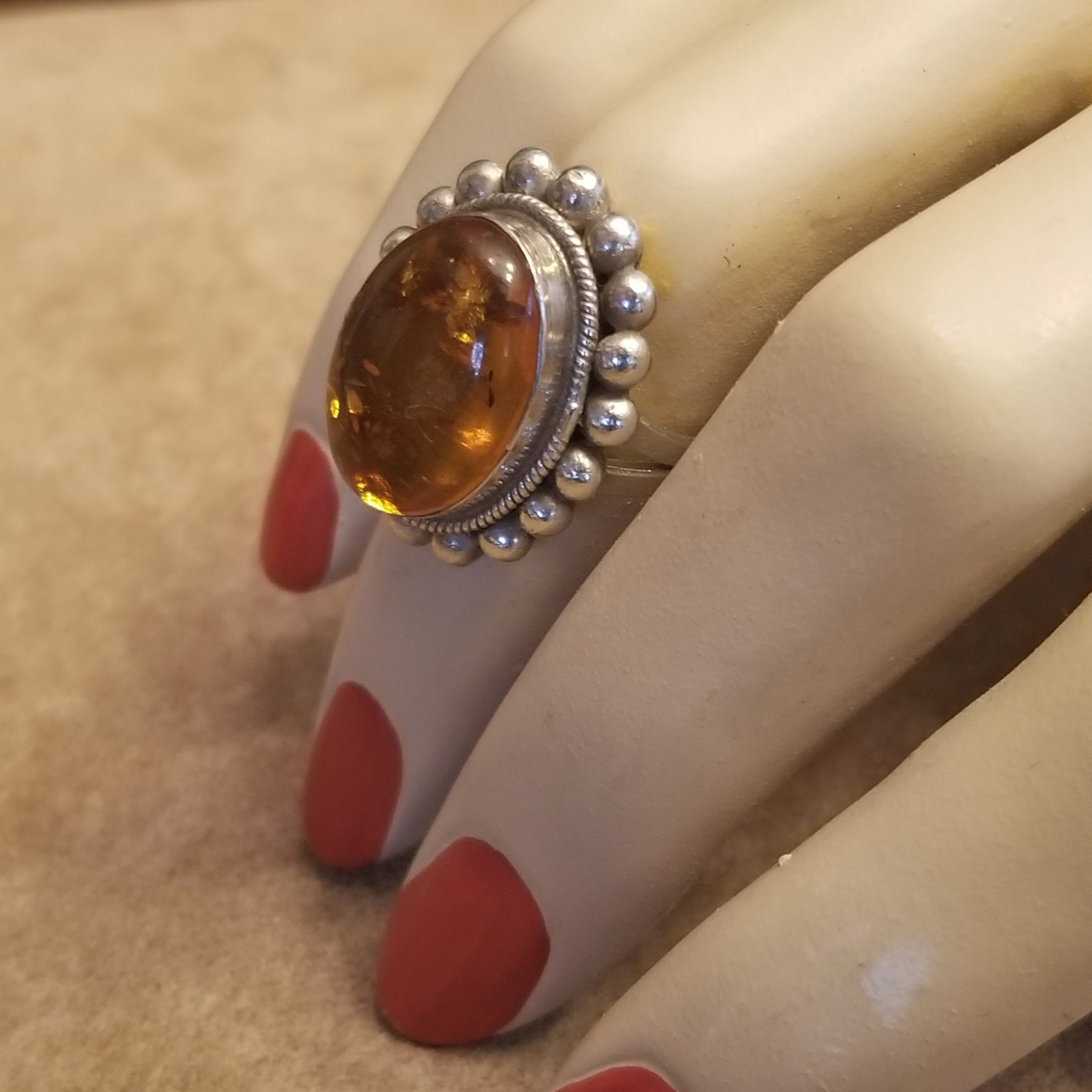Vintage 925 Amber Ring