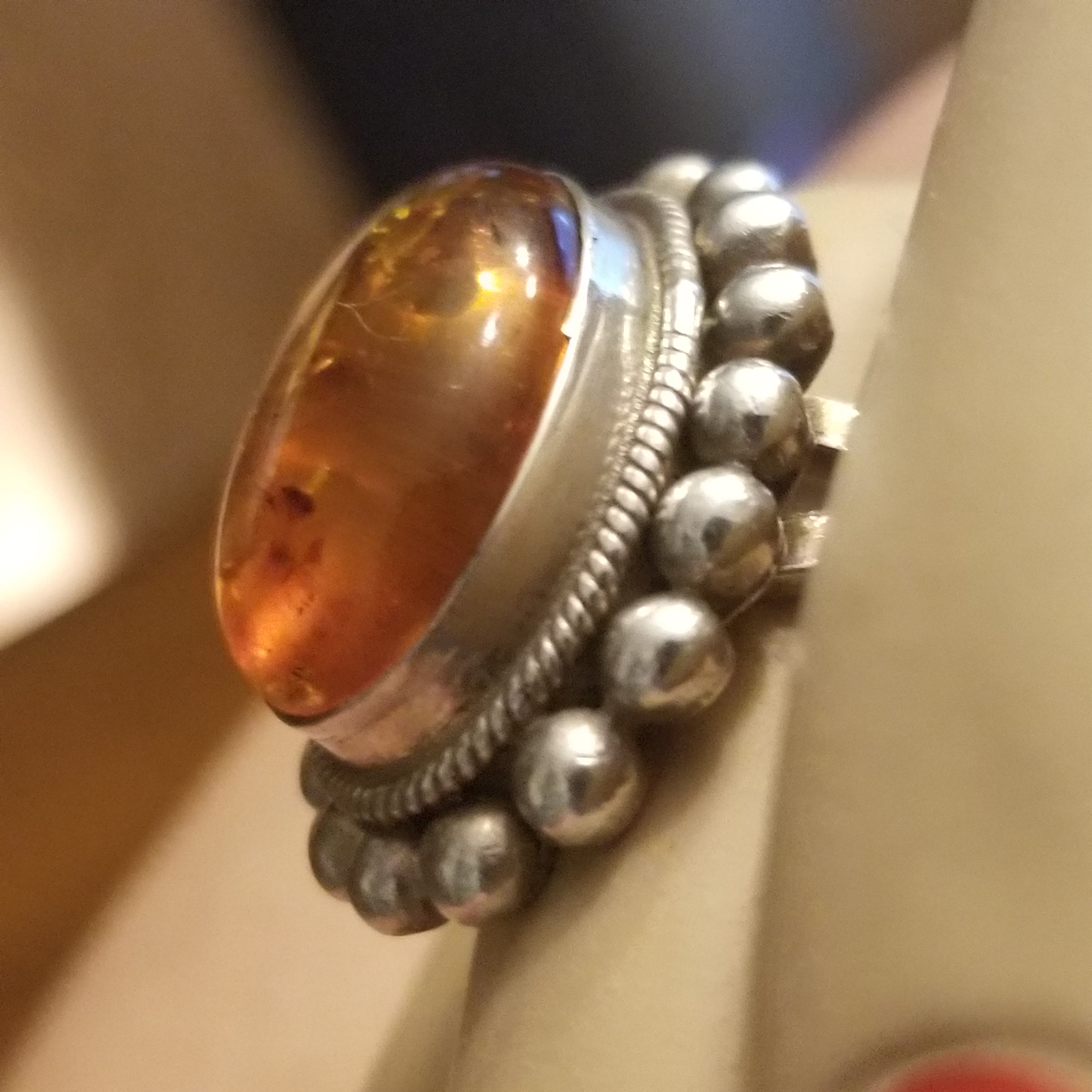 Vintage 925 Amber Ring