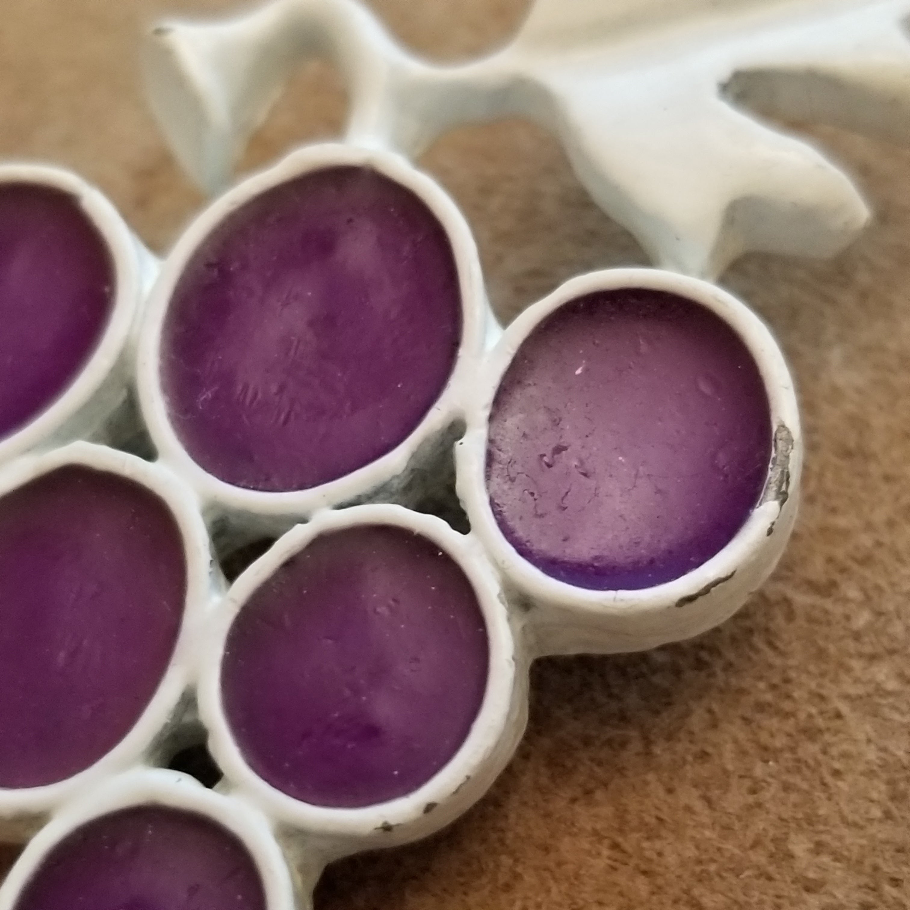 Vintage White Metal Grape Brooch