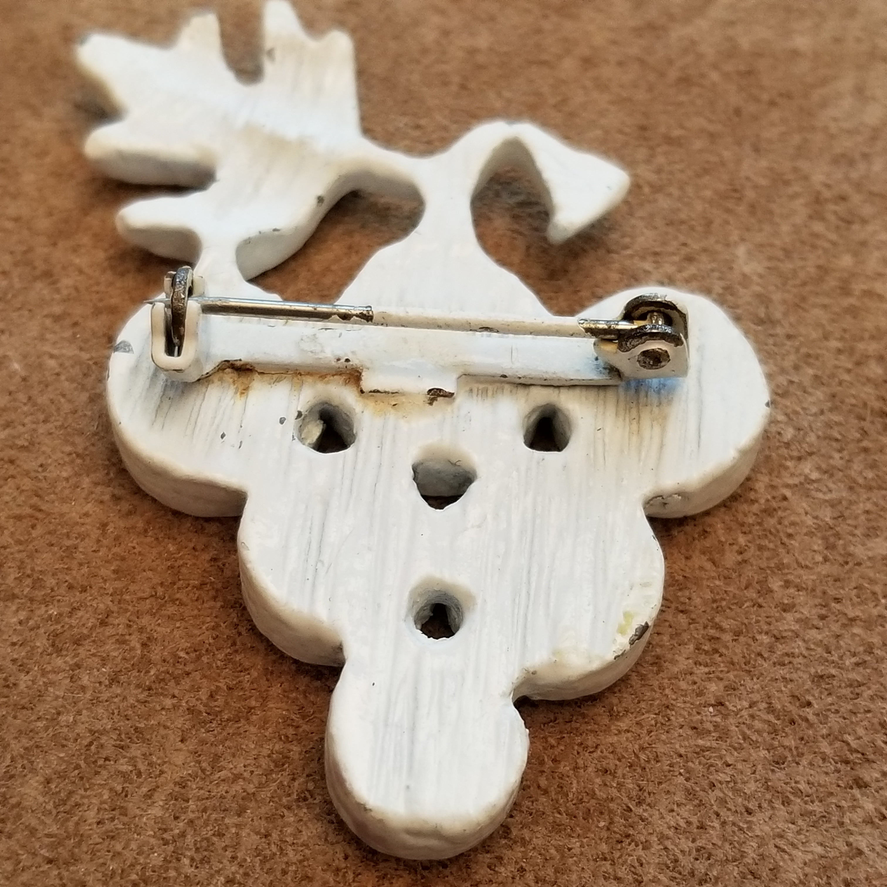 Vintage White Metal Grape Brooch