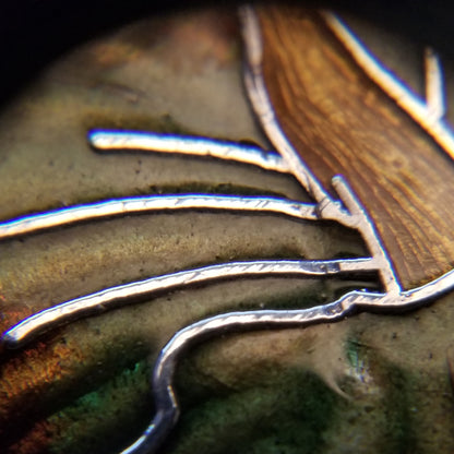 Silver Tone Enamel Hibiscus Flower Brooch