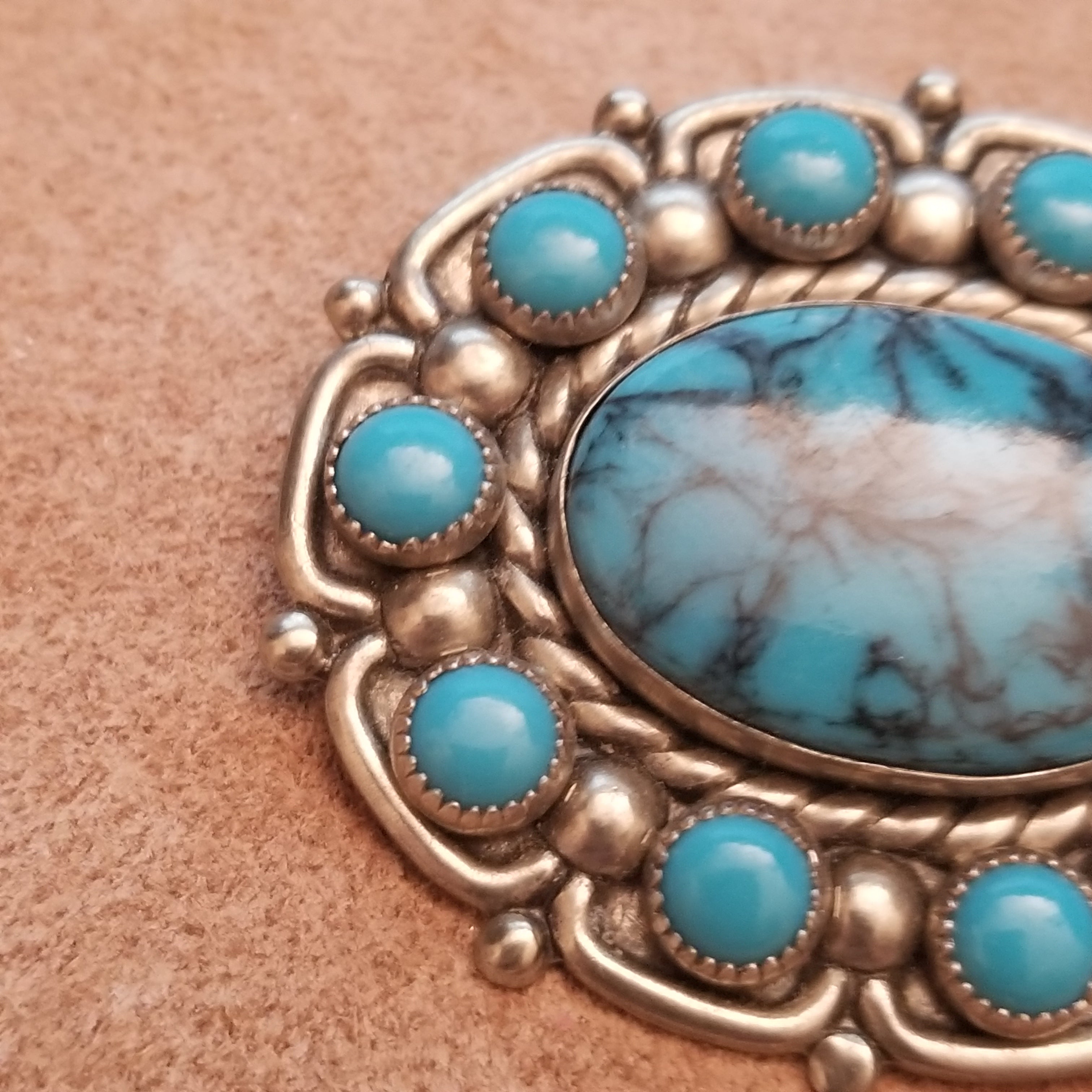 Vintage Bell Faux Turquoise Brooch