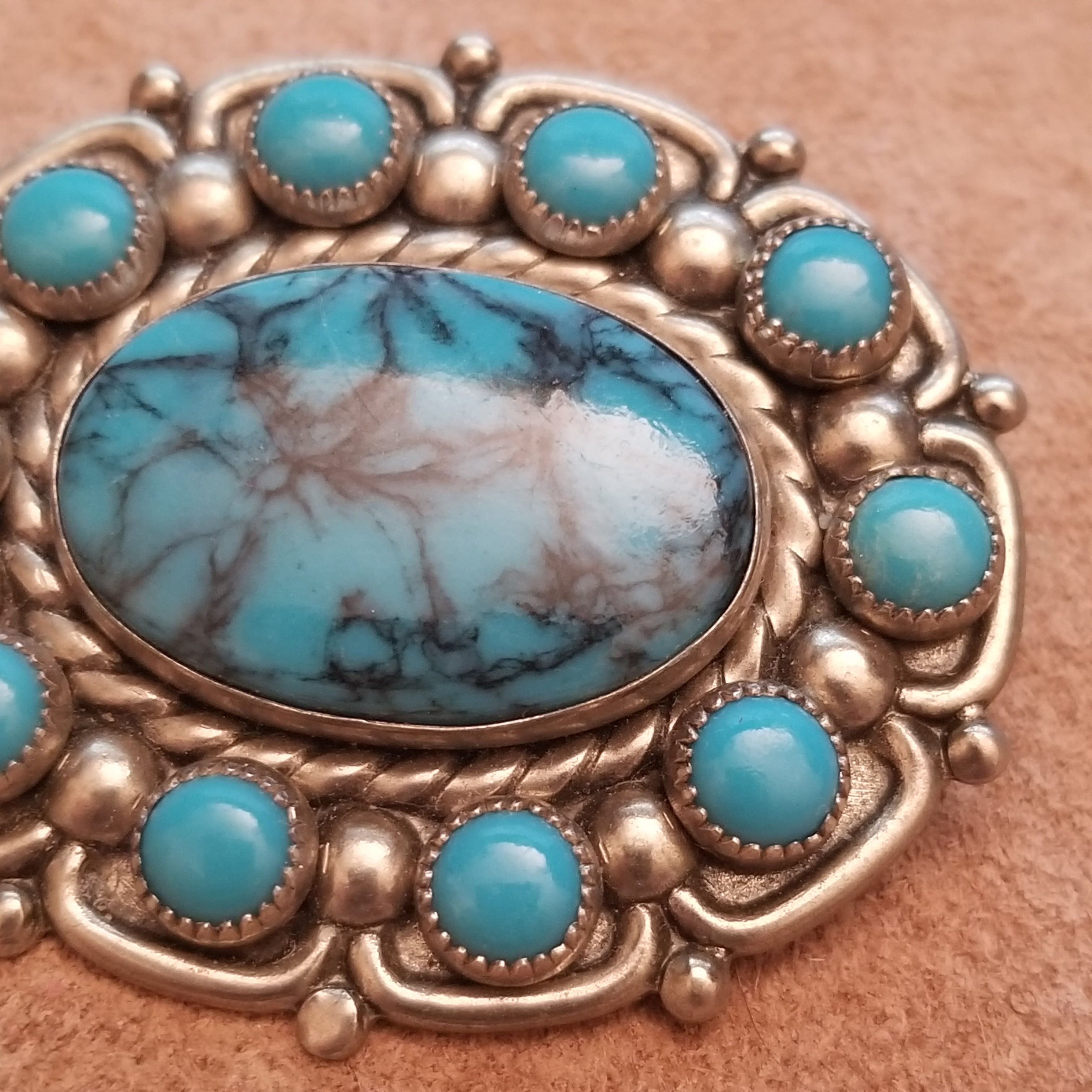 Vintage Bell Faux Turquoise Brooch