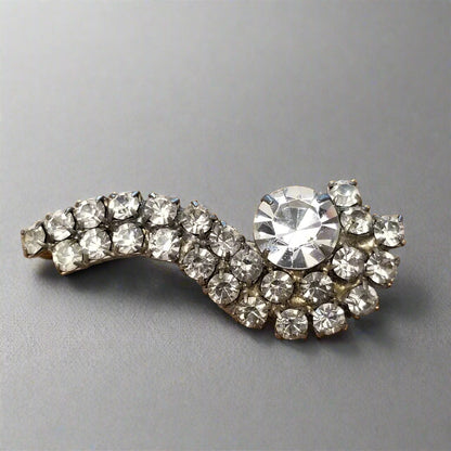 Silver Tone Rhinestone Brooch