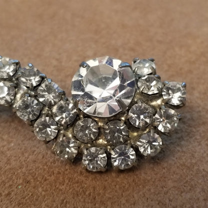 Silver Tone Rhinestone Brooch