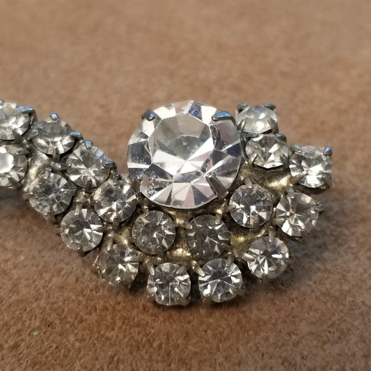 Silver Tone Rhinestone Brooch