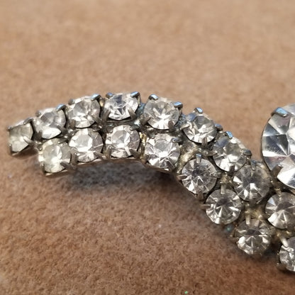 Silver Tone Rhinestone Brooch