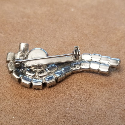 Silver Tone Rhinestone Brooch