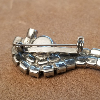 Silver Tone Rhinestone Brooch