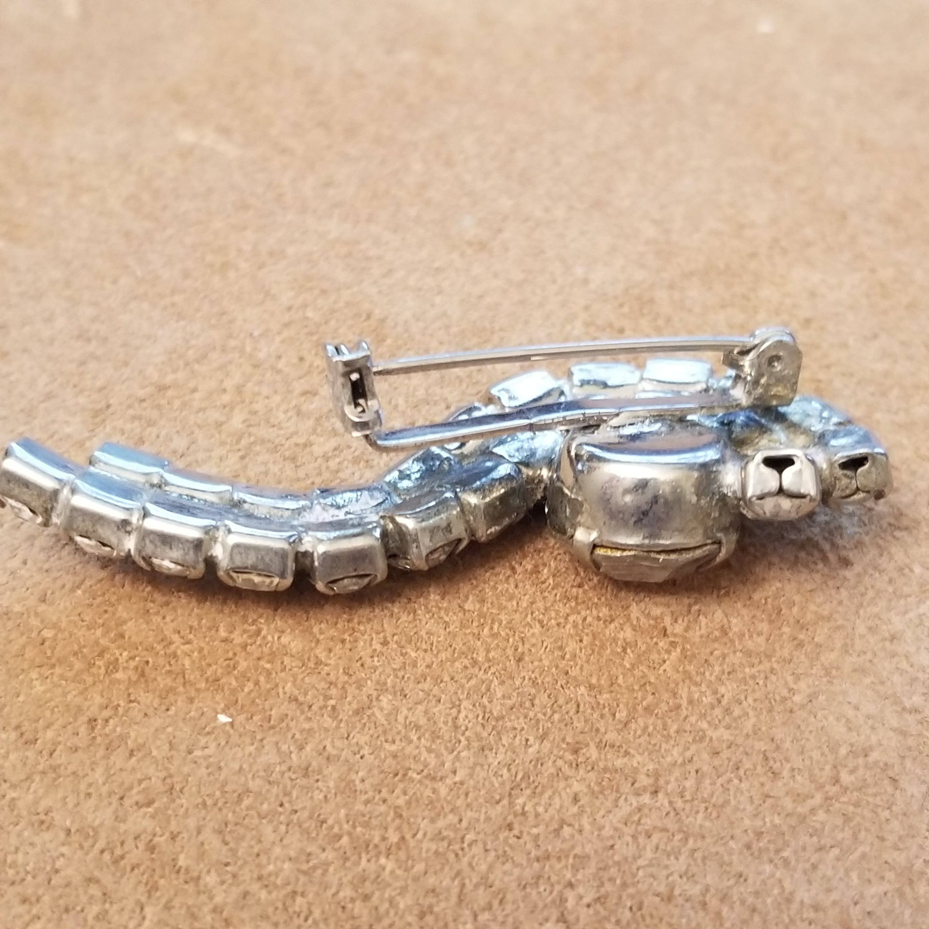 Silver Tone Rhinestone Brooch