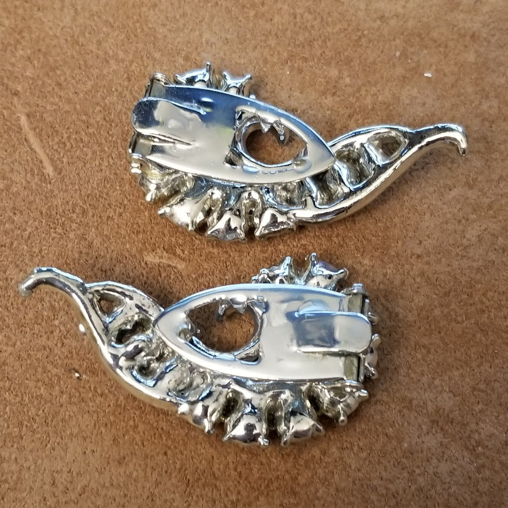 Vintage Silver Tone Rhinestone Scarf Clips