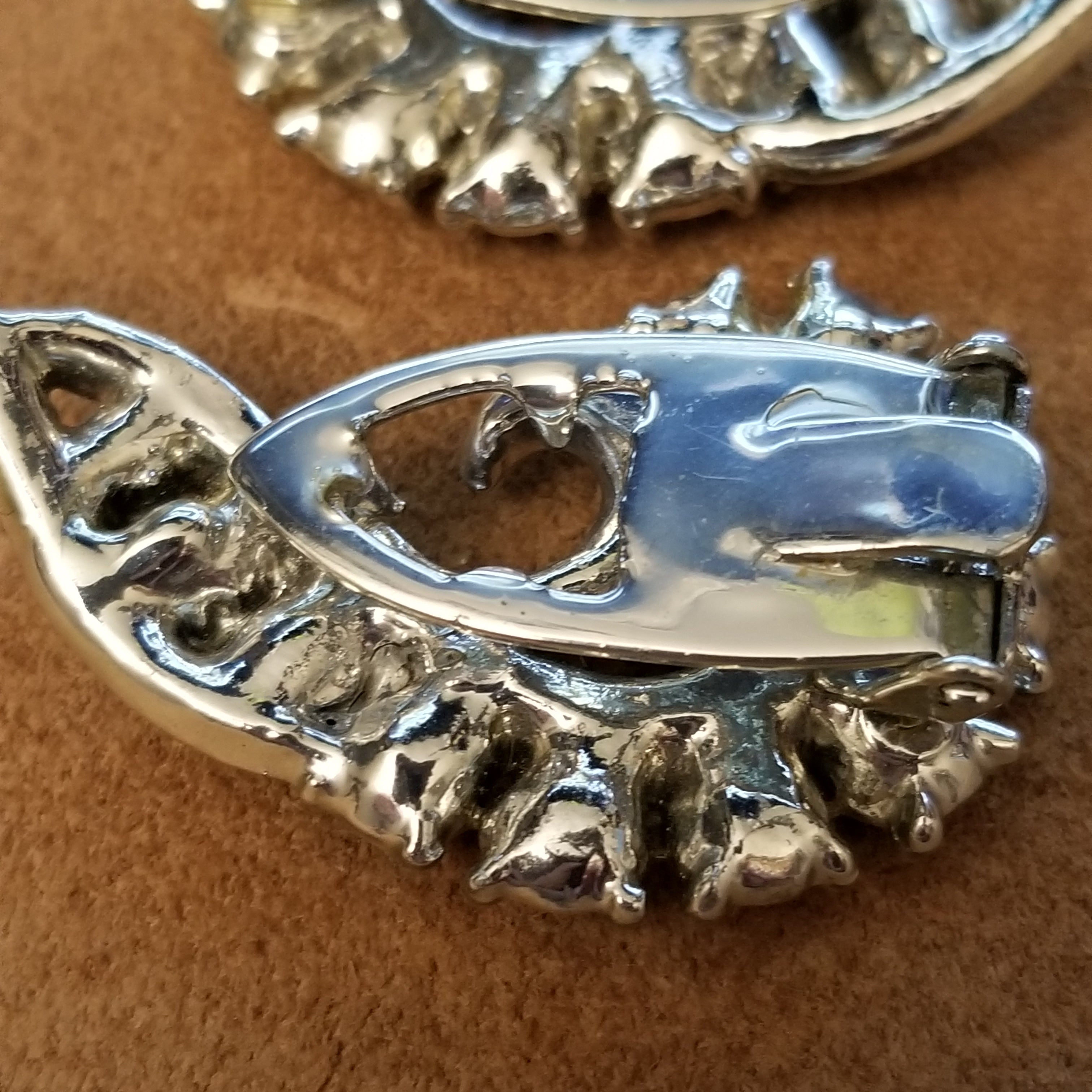 Vintage Silver Tone Rhinestone Scarf Clips
