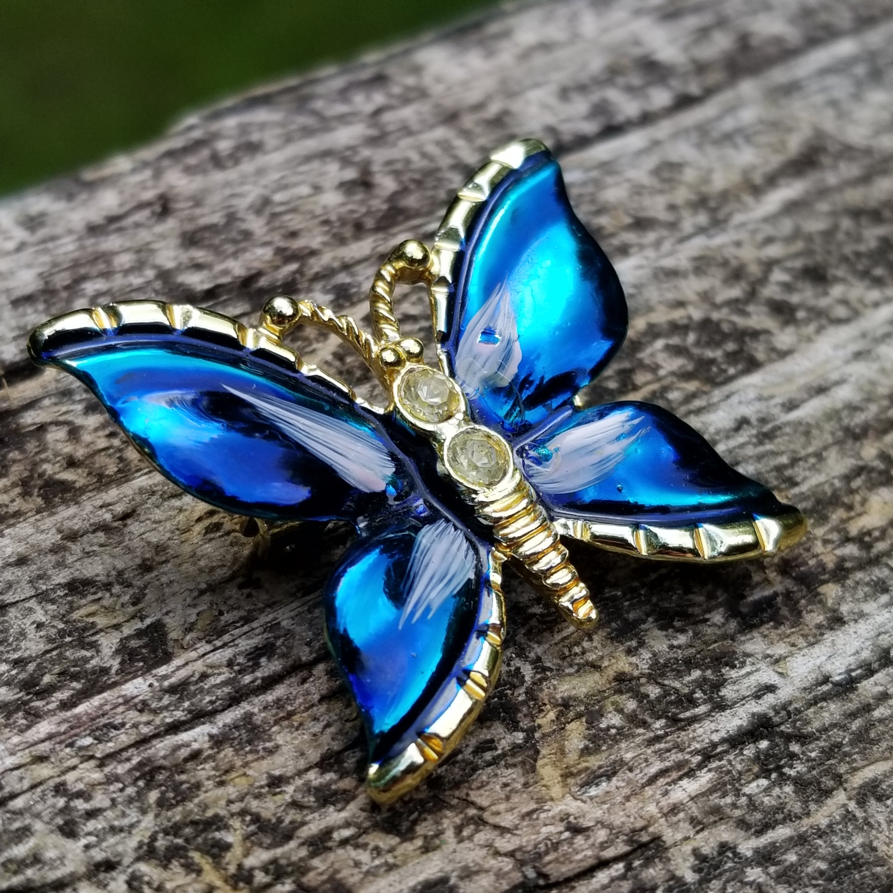 Blue & Gold Butterfly Brooch