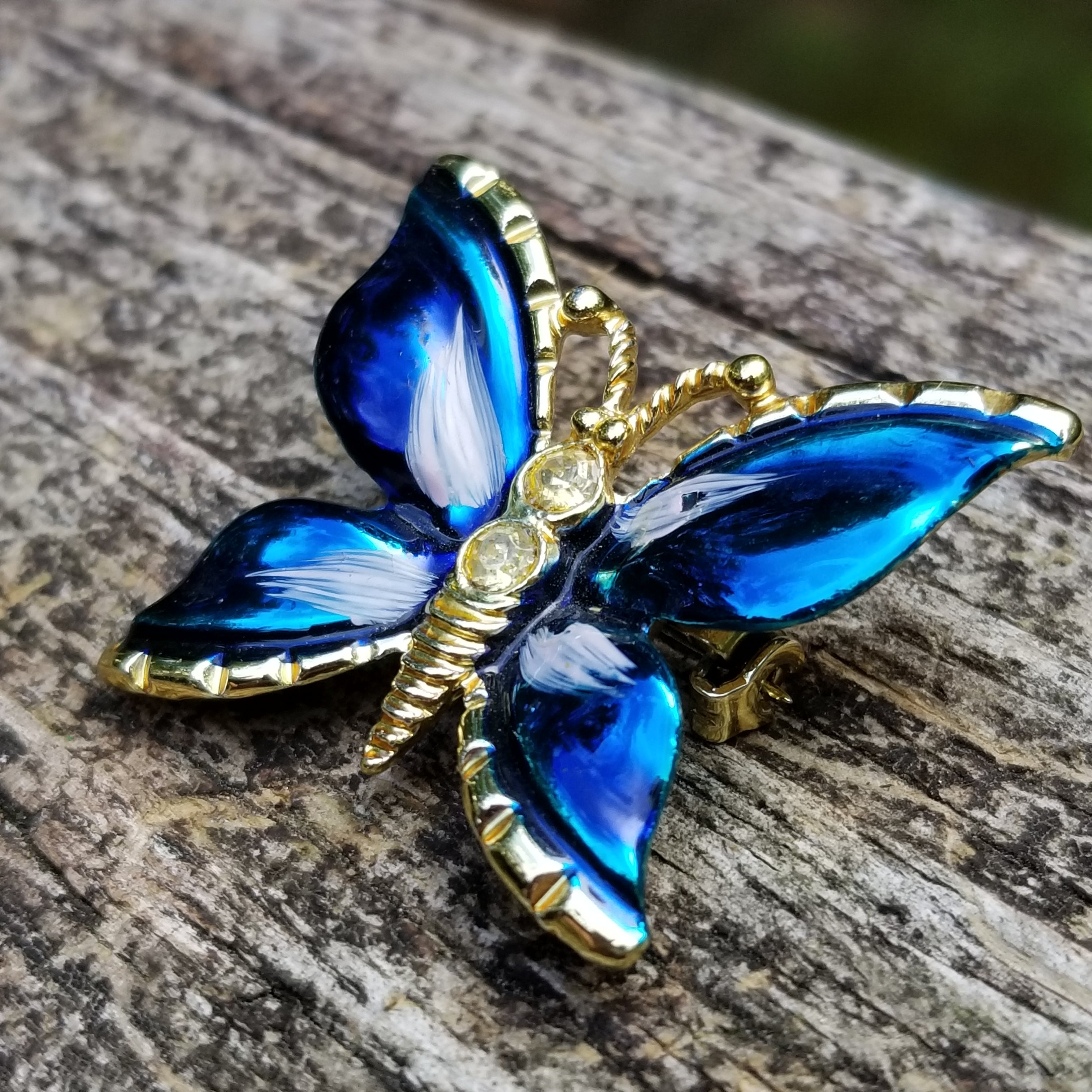 Blue & Gold Butterfly Brooch