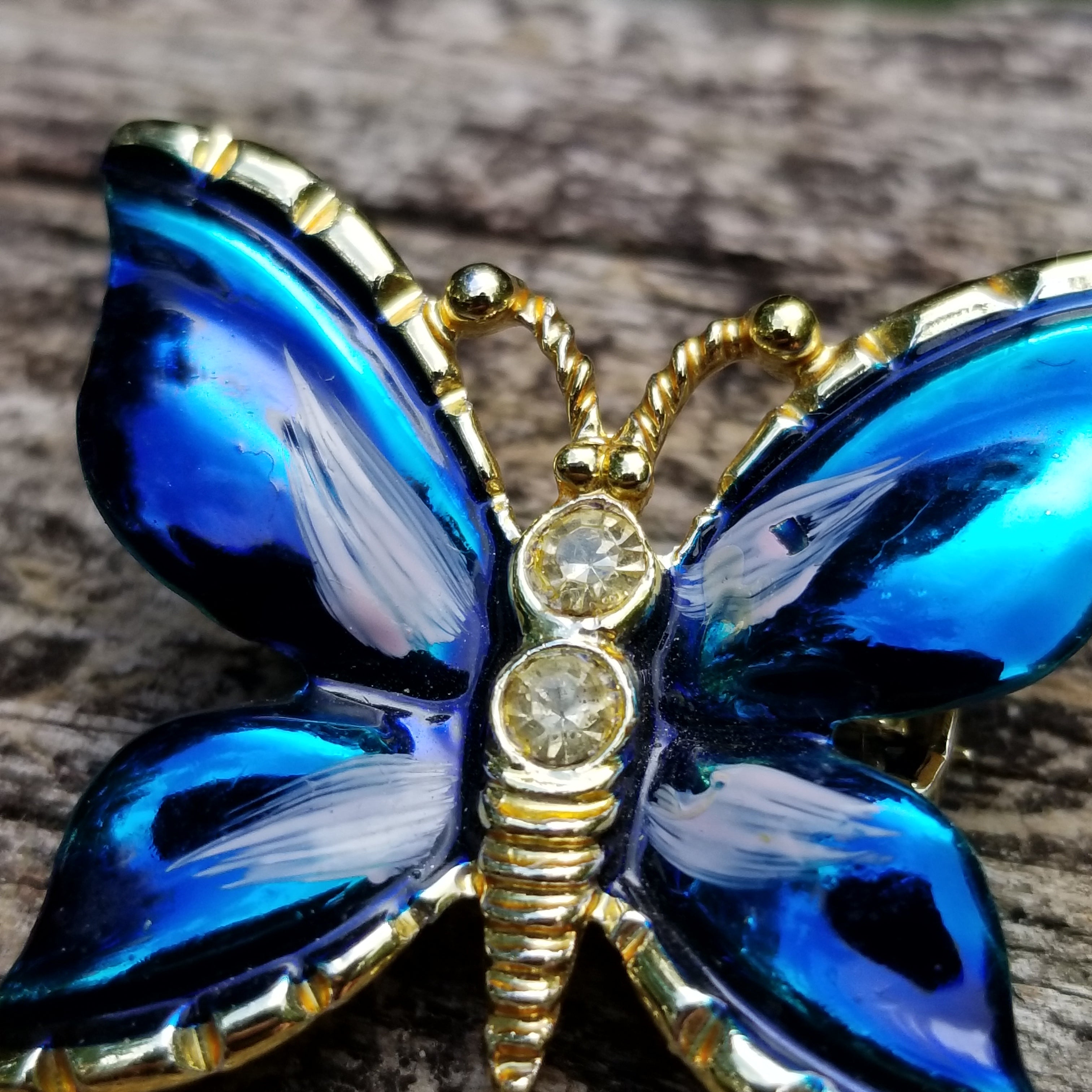Blue & Gold Butterfly Brooch
