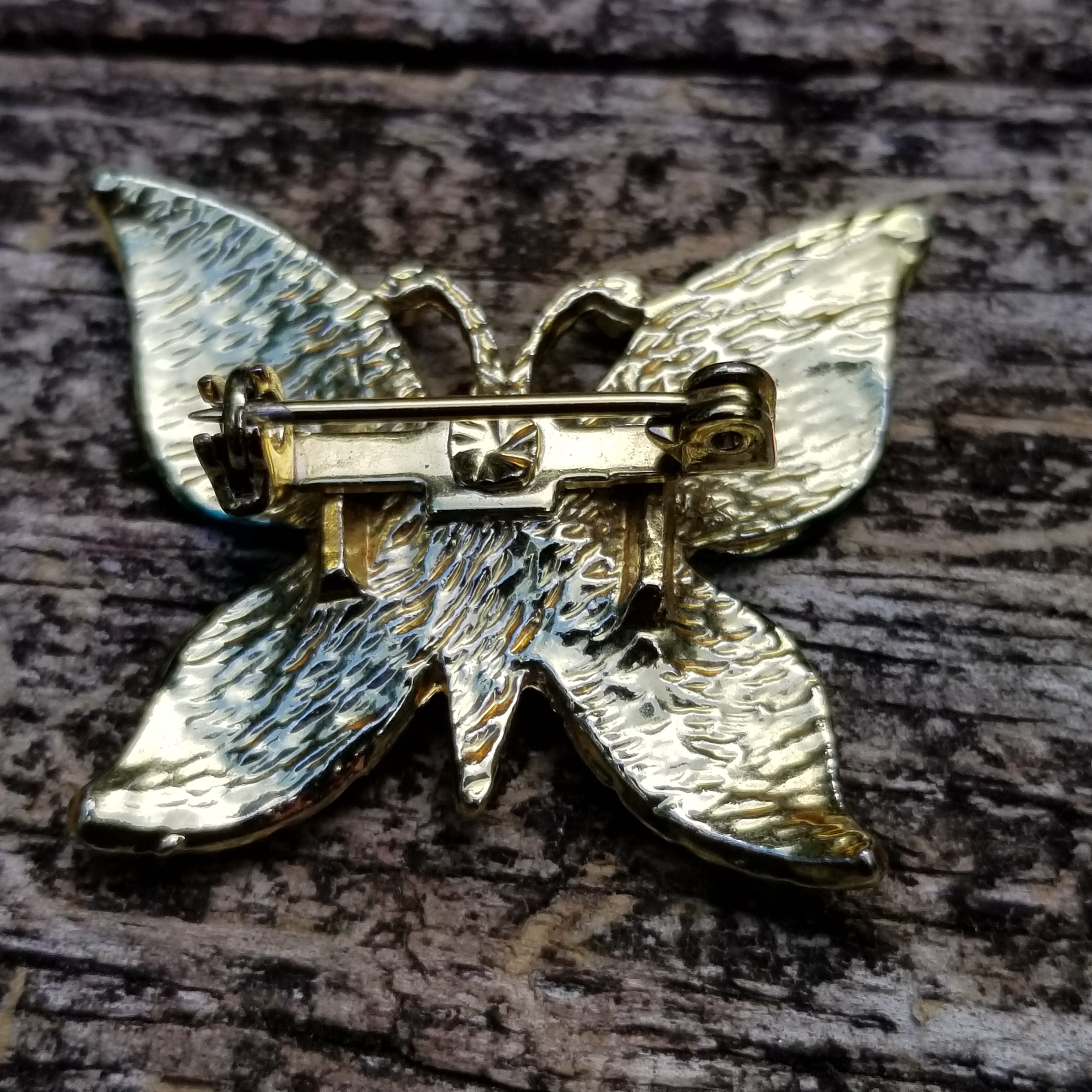 Blue & Gold Butterfly Brooch