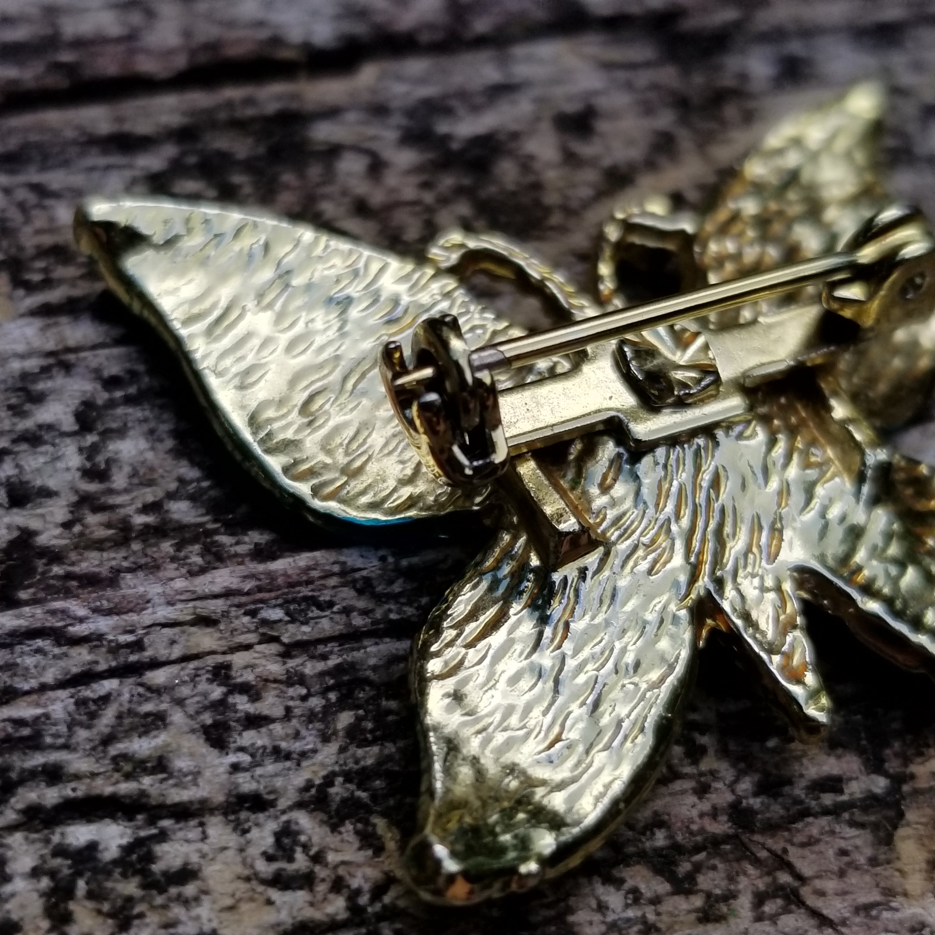 Blue & Gold Butterfly Brooch
