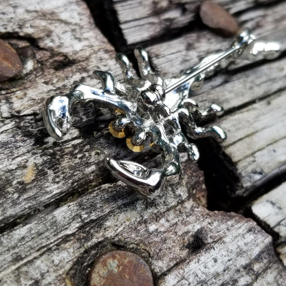 Blue Rhinestone Scorpion Brooch