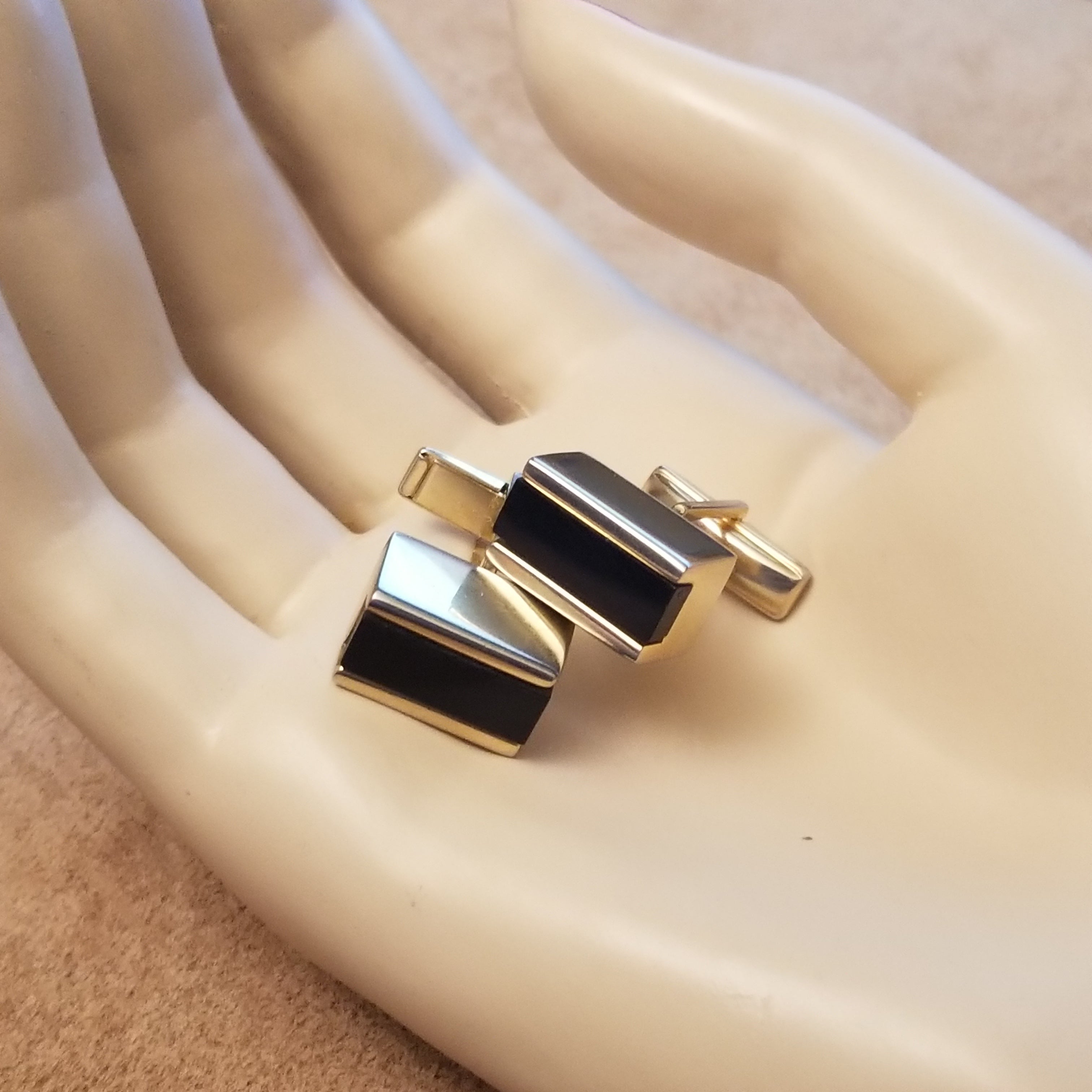 Vintage Faux Onyx Rectangular Cufflinks