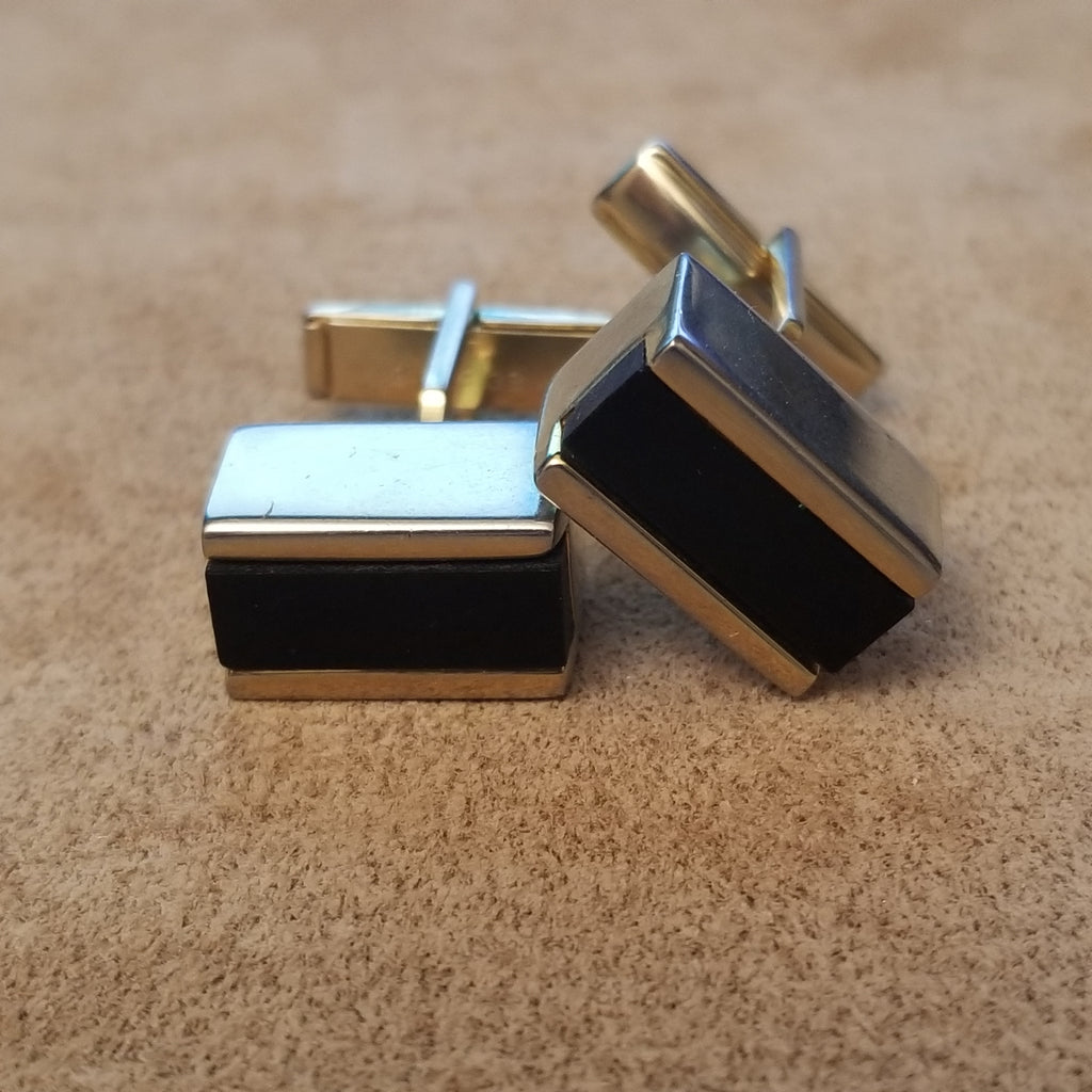 Vintage Faux Onyx Rectangular Cufflinks