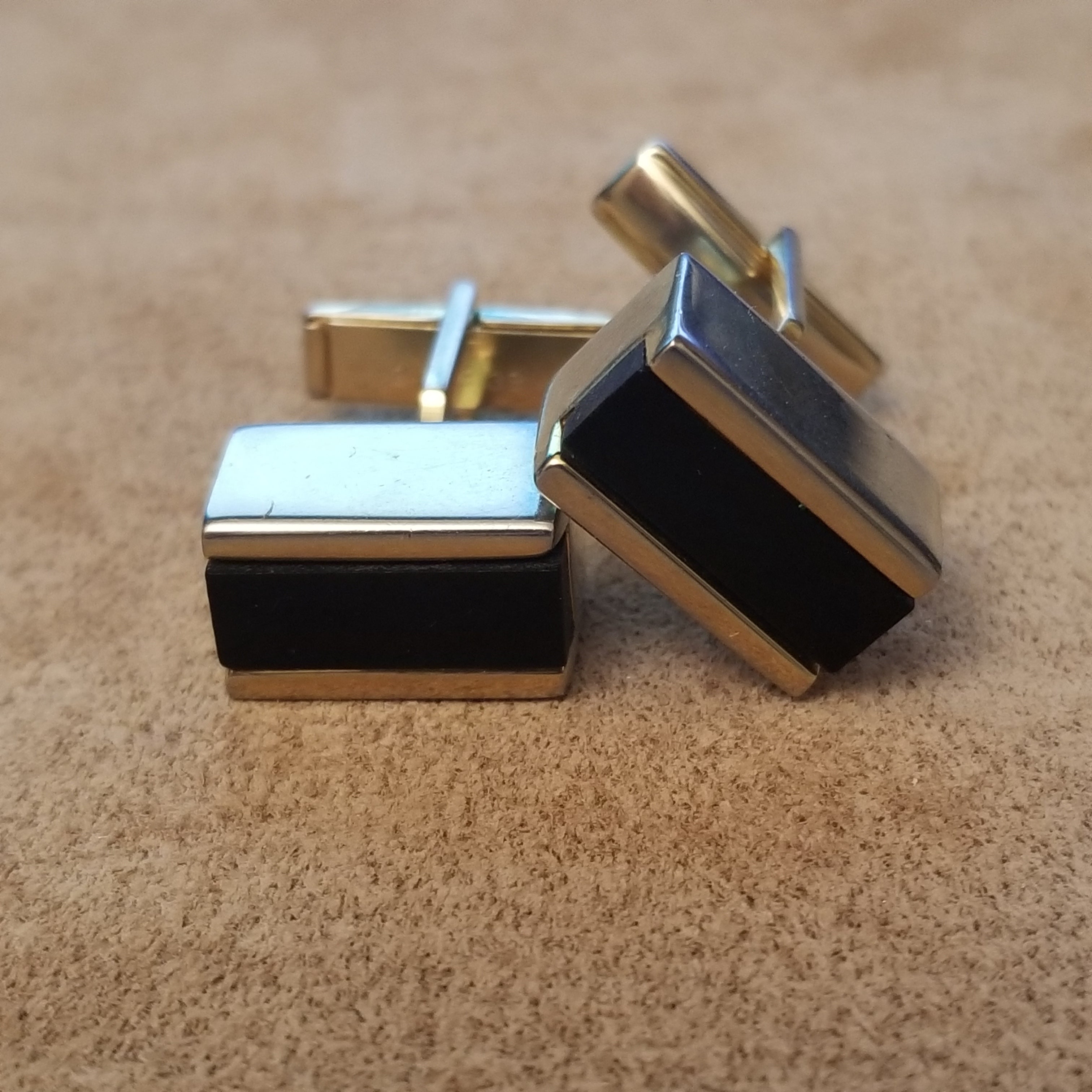 Vintage Faux Onyx Rectangular Cufflinks