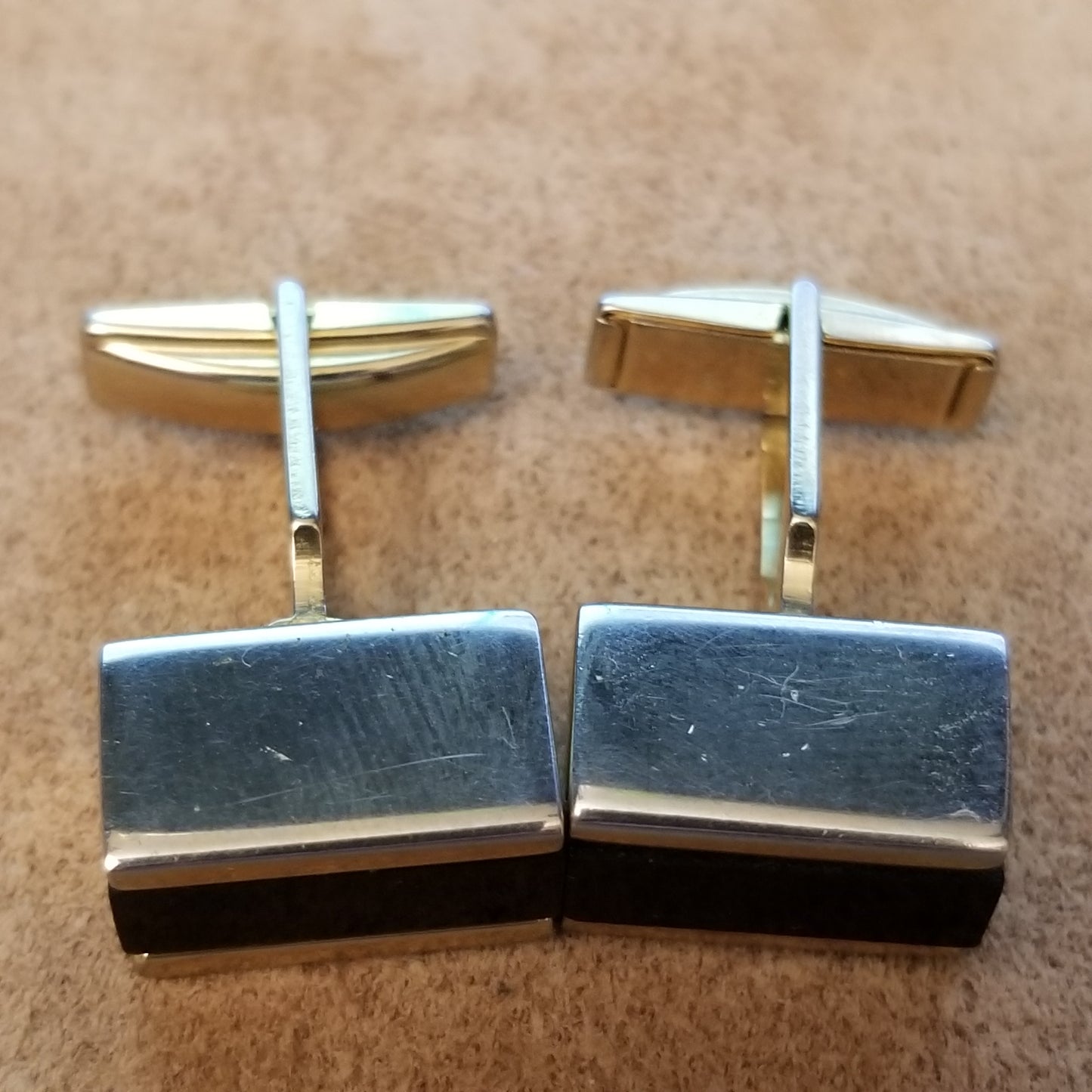 Vintage Faux Onyx Rectangular Cufflinks